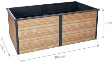 WESTMANN Hochbeet Metall Hochbeet Primus-Multi XL, Holzoptik, 200x100x77 cm