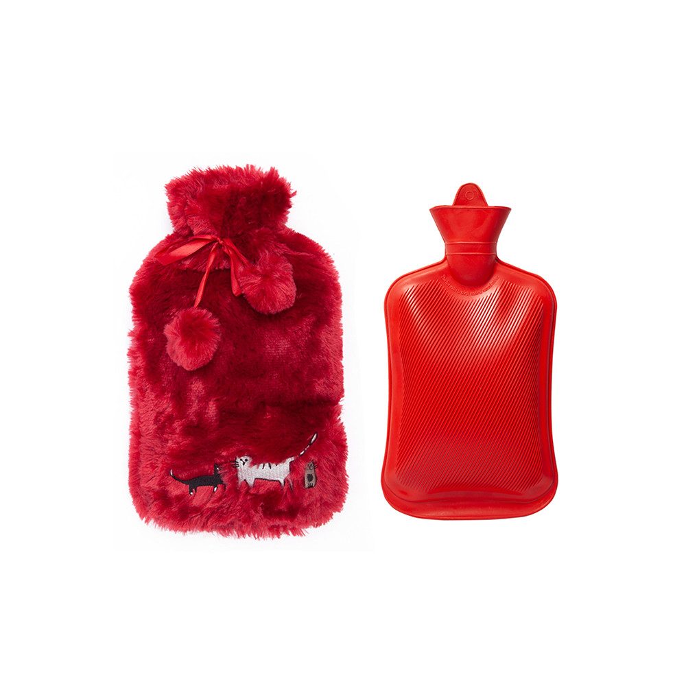 BIGGDESIGN Wärmflasche BiggDesign Katzen Wärmflasche – 2 l, Rot, weich & wärmend