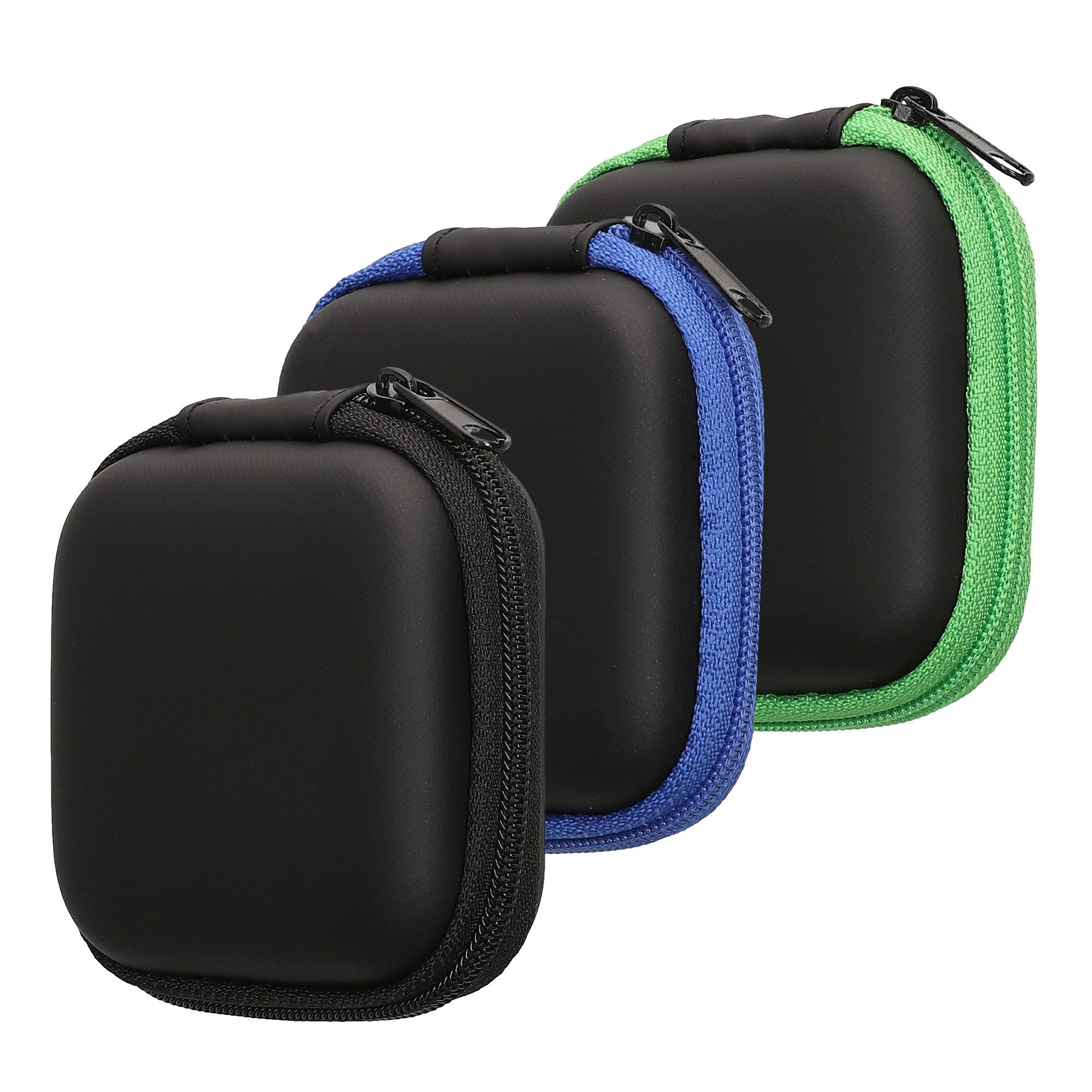 kwmobile Etui 3x In-Ear Kopfhörer Tasche - In Ear Headphones Schutztasche, Earphones Etui Case Cover Hülle für Kopfhörer