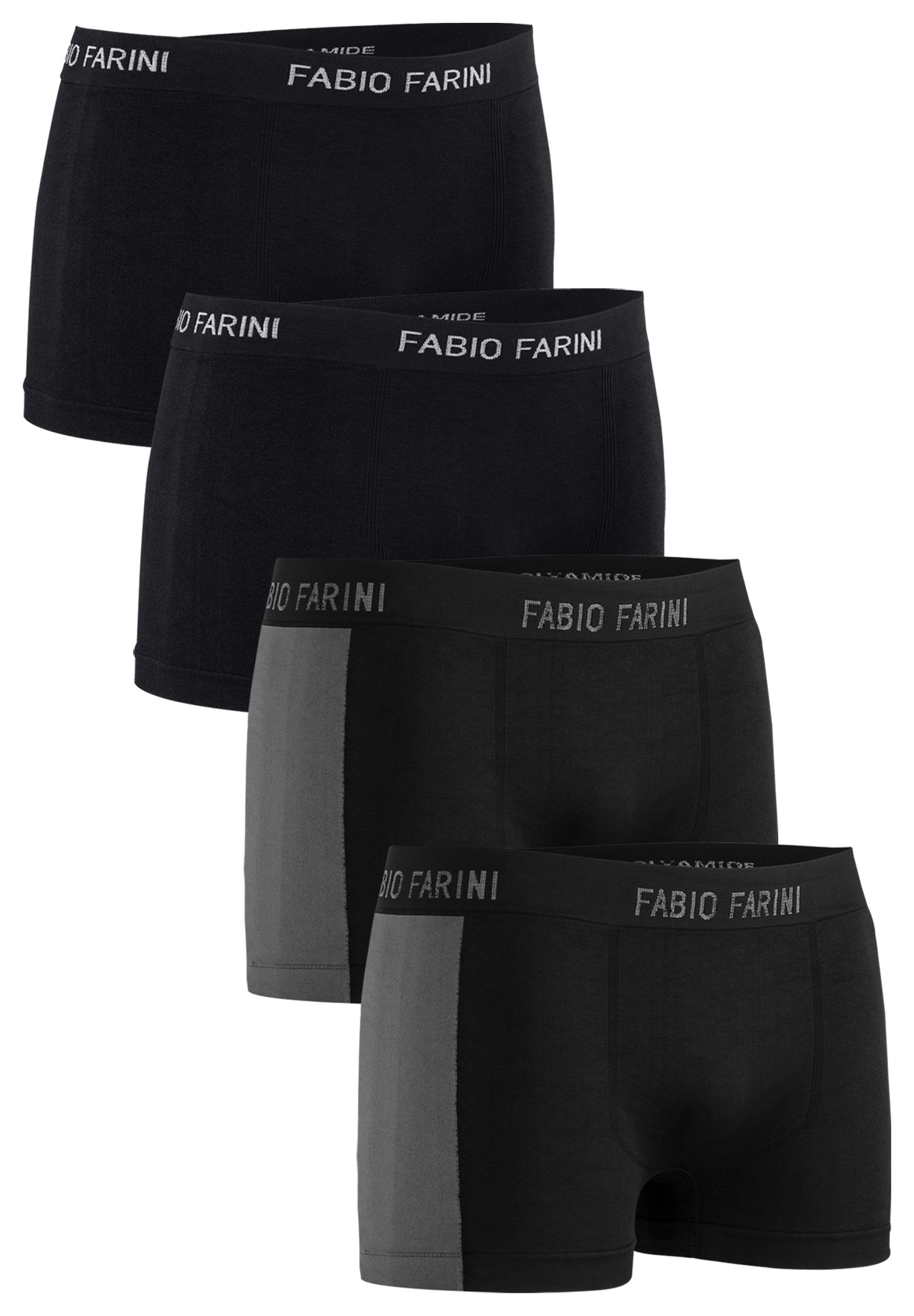 Fabio Farini Boxershorts Herren Unterhosen - Männer Retroshorts aus weicher Microfaser (4-St) im sportlichen Look mit Logoschriftzug