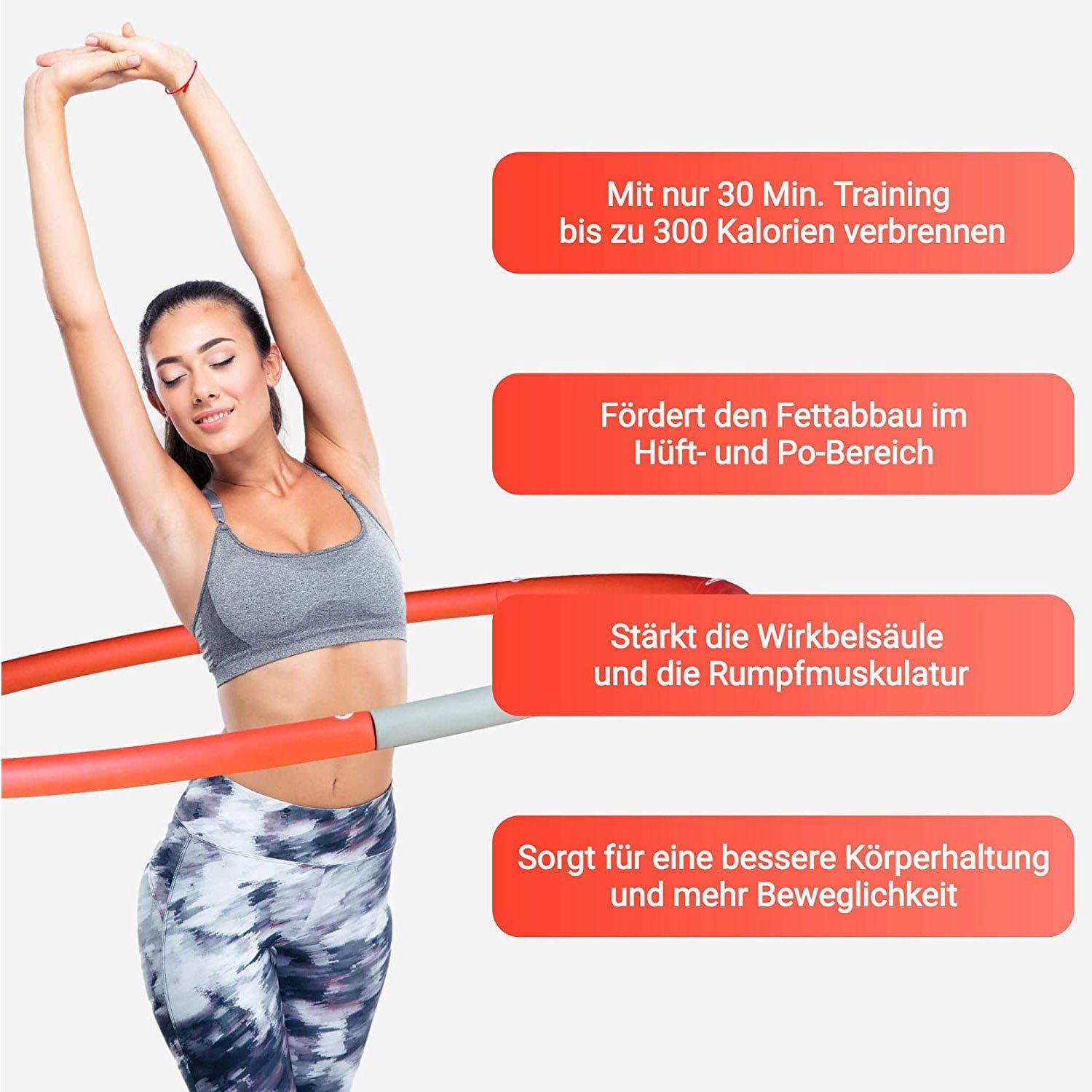Fitleap Hula-Hoop-Reifen Fitness und Massage, Hula Hoop Reifen für Erwachsene und Kinder, 8 Se…