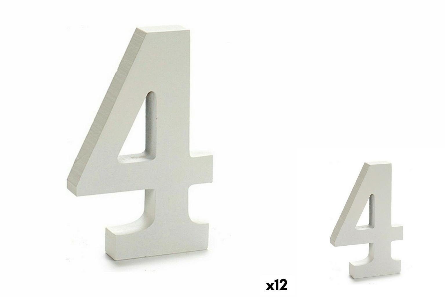 Pincello Dekoobjekt Zahle 4 Holz Weiß 1,8 x 21 x 17 cm 12 Stück