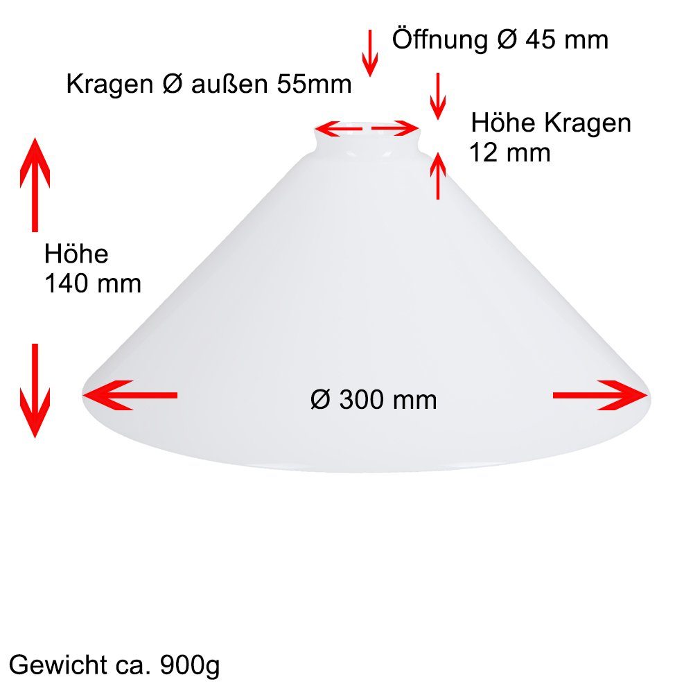 Home4Living Lampenschirm Schusterschirm Ø 300mm weiß Ersatzglas Lampenglas, Glänzend