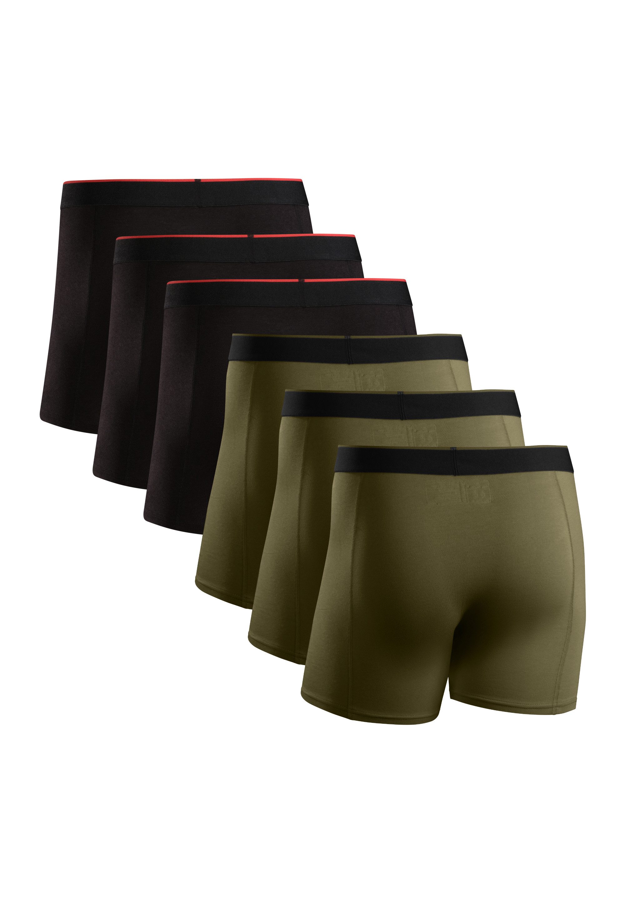 DANISH ENDURANCE Boxershorts Bamboo Trunks 6St Superweich mit elastischem Bund, Bambus Unterhosen für Herren