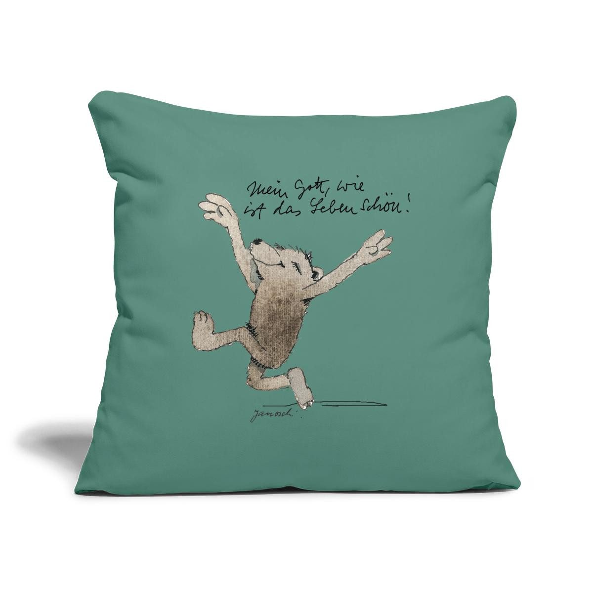 Spreadshirt Kissenbezug Janosch Bär Schönes Leben Spruch Kissenbezug 45x45 cm