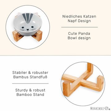 Monkimau Futternapf Hundenapf Katzennapf aus Keramik erhöht mit Katzen Motiv Futternapf, Keramik
