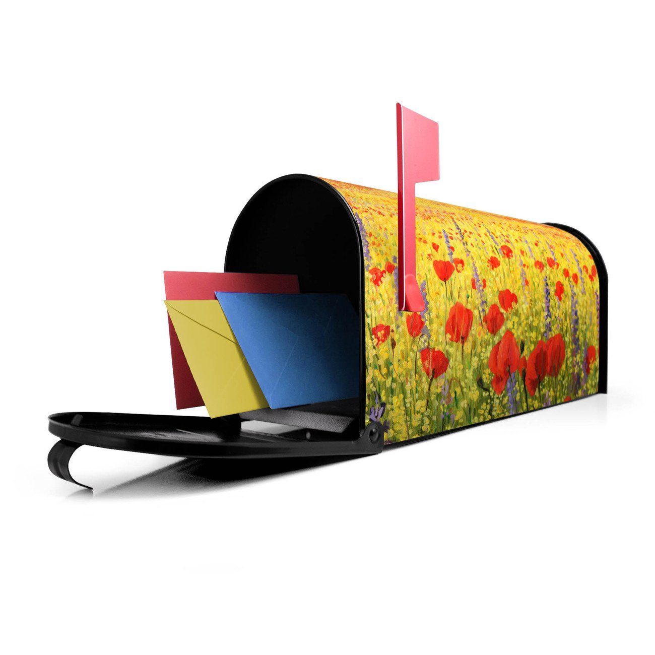 Briefkasten Mohnblumen original cm Mississippi Amerikanischer USA), 22 (Amerikanischer Feld banjado x Mit Mailbox Briefkasten, aus 17 schwarz x 51