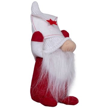 Christmas Paradise Weihnachtsfigur Wichtel 14cm (20cm) sitzend, (Dekofiguren, 2 St., im Set), Weihnachten, rot-weiß