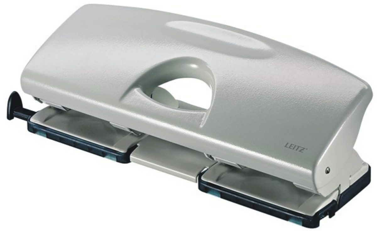 LEITZ Перфоратор Doppellocher 25 Blatt 4-fach mit Anschlagschiene grau
