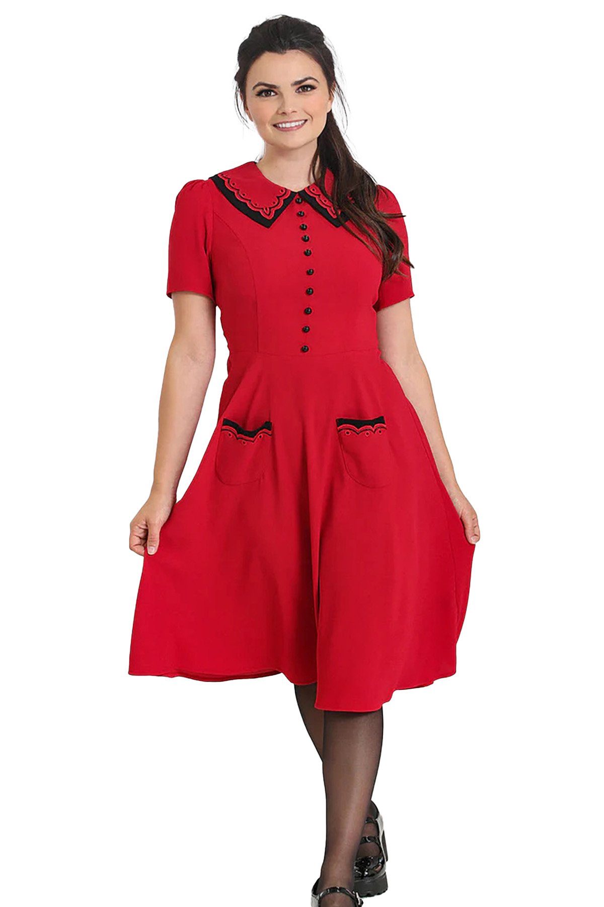 Hell Bunny A-Linien-Kleid Emily Dress Rot Retro Vintage