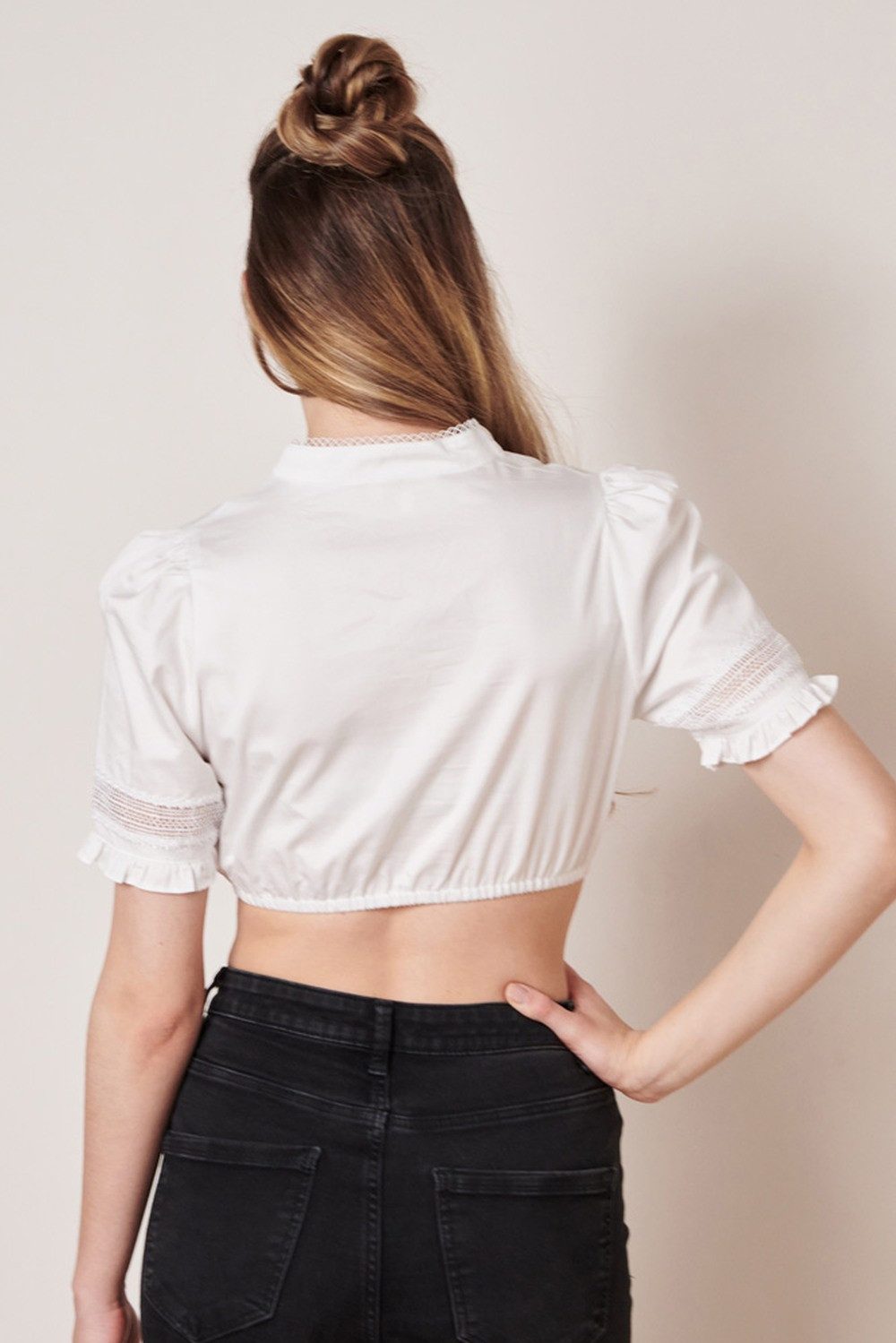 KRÜGER COLLECTION Dirndlbluse 'Tori' Traditionell Halbarm 211165, Ecru