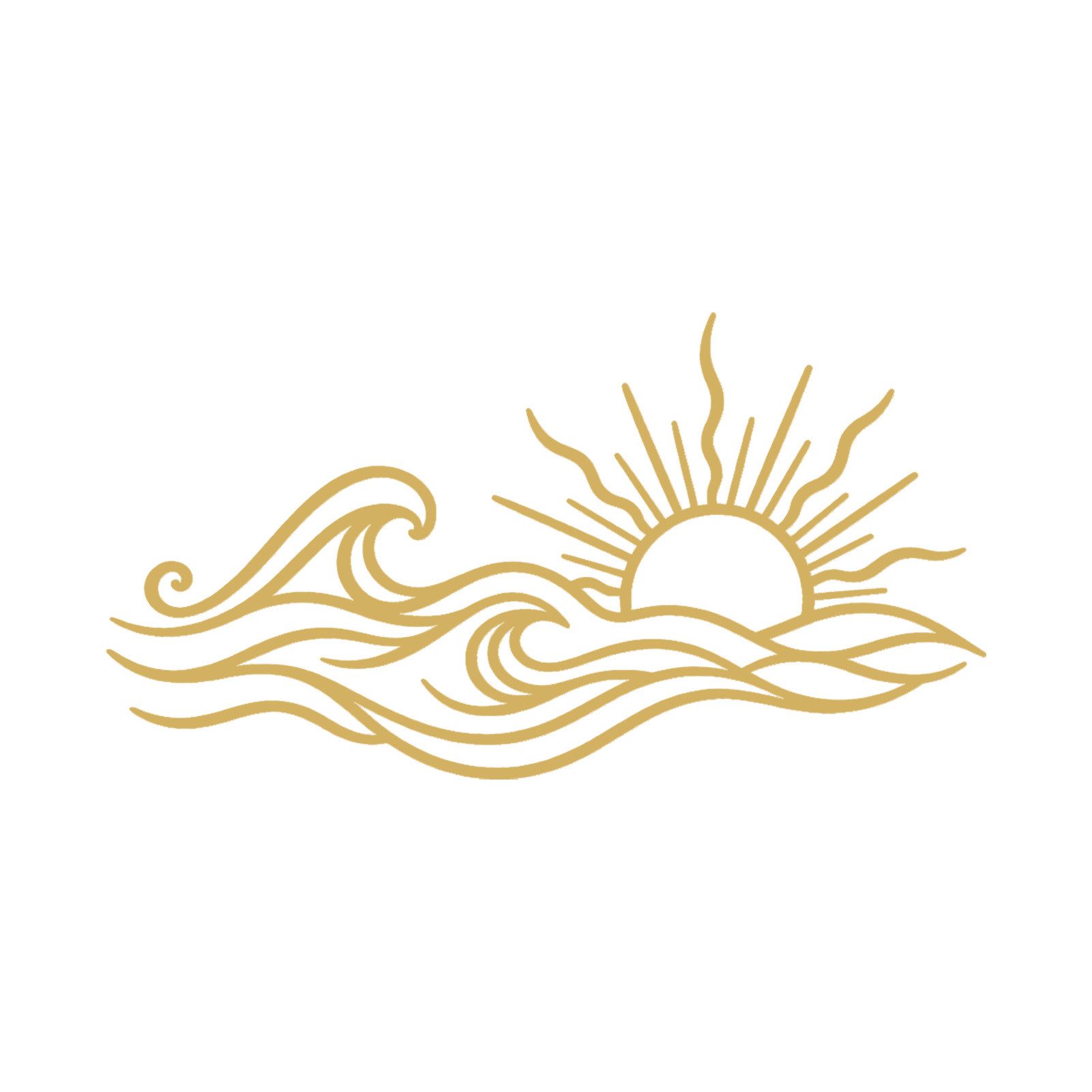 Jumpeak Wanddekoobjekt Wanddeko mit Meereswellen und Sonne,Sonnenuntergang,Linienkunst,Natur, Metall,4 Farben,5 Maße,Meereswandbild,Bohe-Stil,Abstrakt,Schlicht