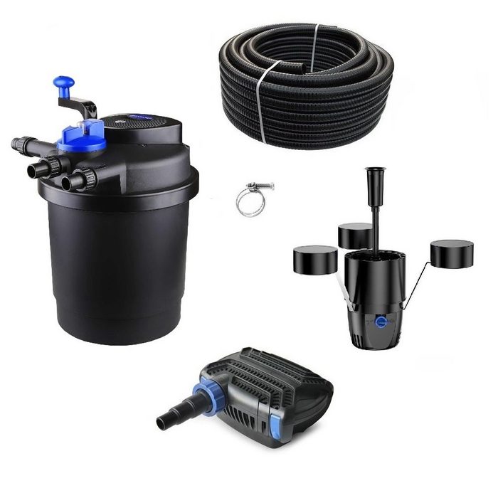 Aquaone Teichfilter AquaOne Teich Filteranlage Set Nr.18 CPF 2500 Druckfilter 10W Eco Teichpumpe Teichgröße bis 6000l Teichschlauch Bachlauf UV Lampe