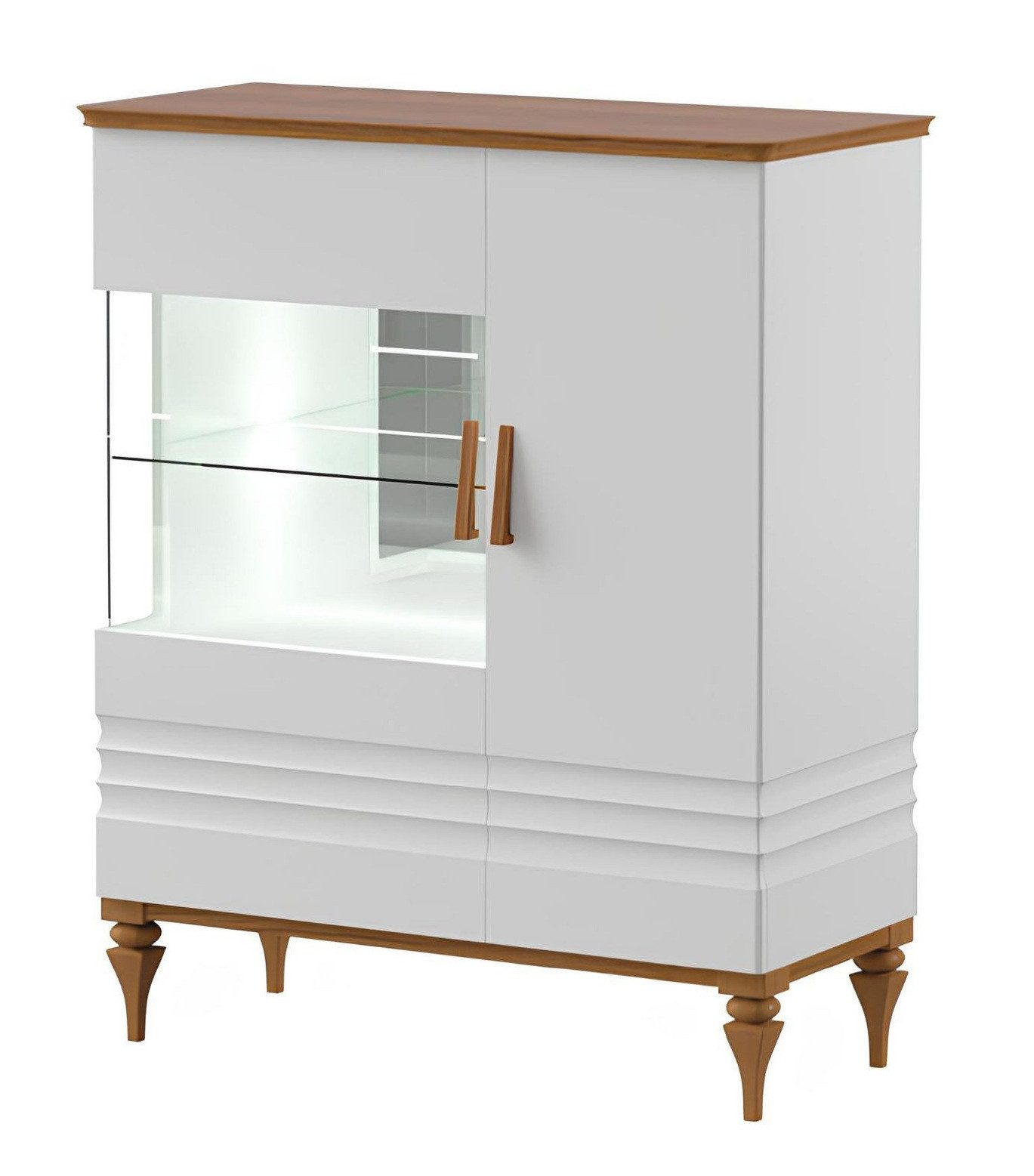 Xlmoebel Vitrine Elegante Kommode mit Vitrine und Schubladen in Holzoptik (1-St., Vitrine) Hergestellt in Europa