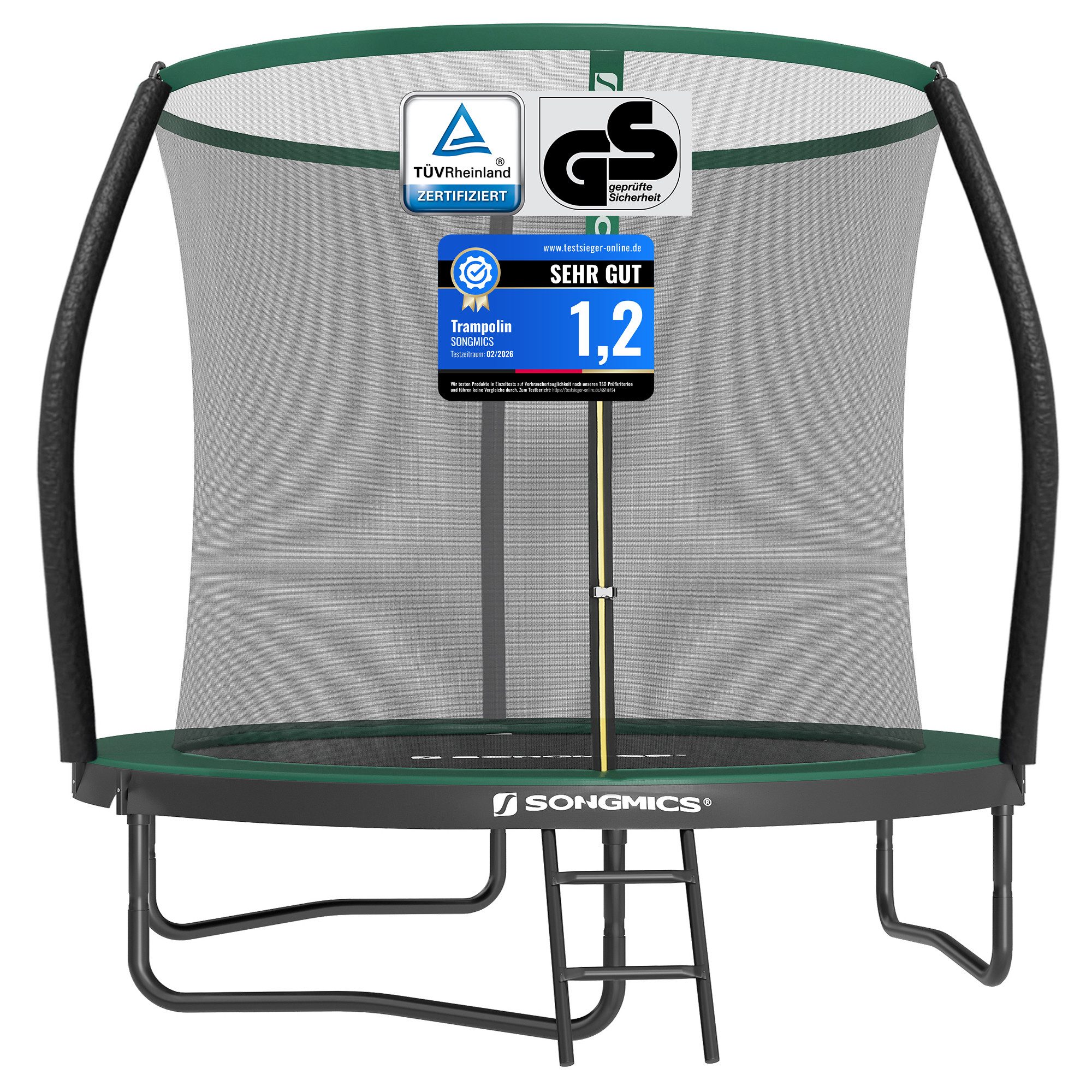 SONGMICS Gartentrampolin Ø 244/305/366/427 cm, Ø 244 cm, bis zu 150 kg belastbar