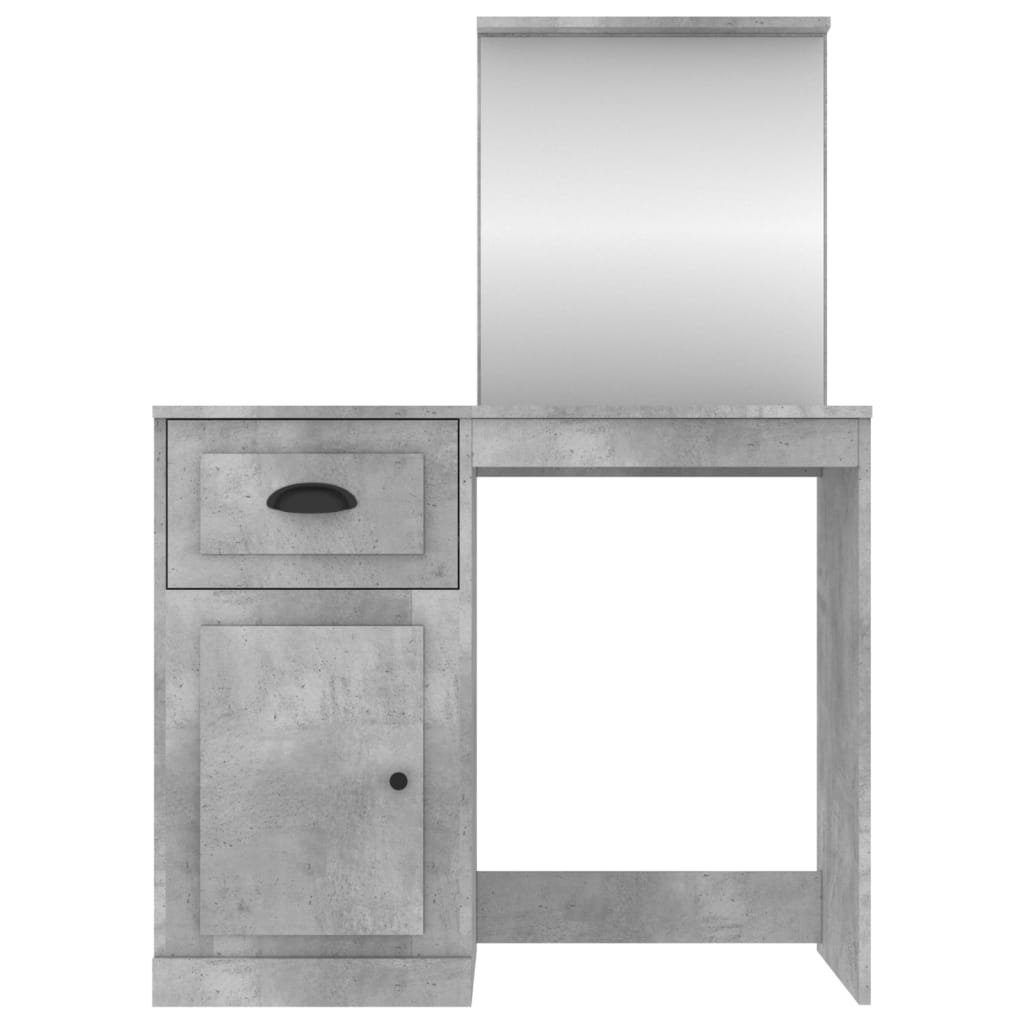vidaXL mit Betongrau Spiegel Holzwerkstoff Schminktisch 90x50x132,5 cm Schreibtisch