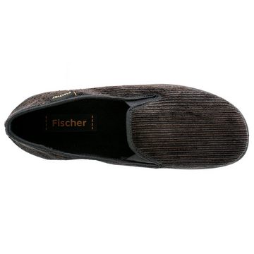 Fischer-Markenschuh Frank Hausschuh Streifencord, Moltonfutter, Gummizug