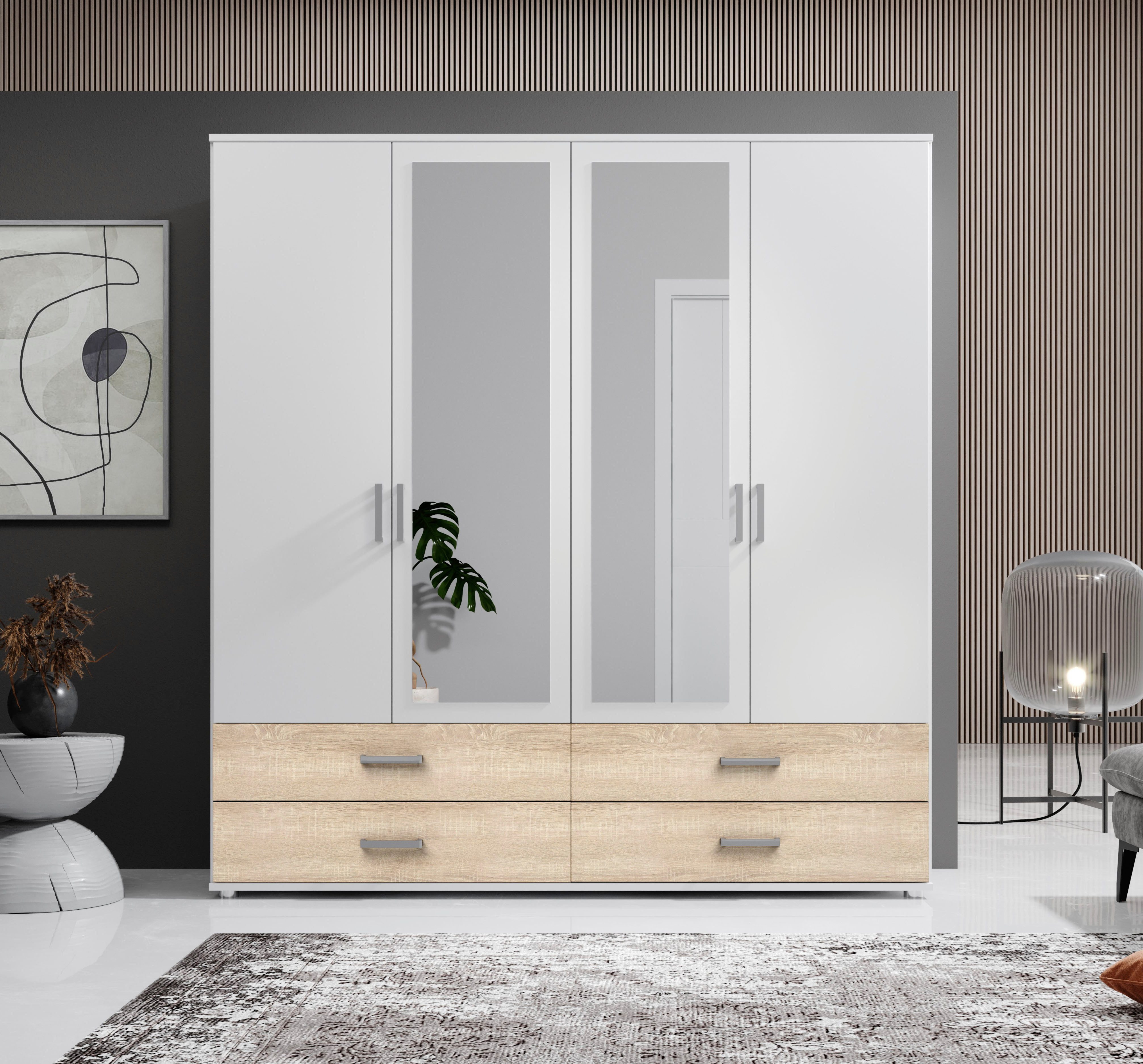 Schlafkontor Drehtürenschrank "Ivar Kleiderschrank mit Spiegel" inklusive 2 günstig online kaufen