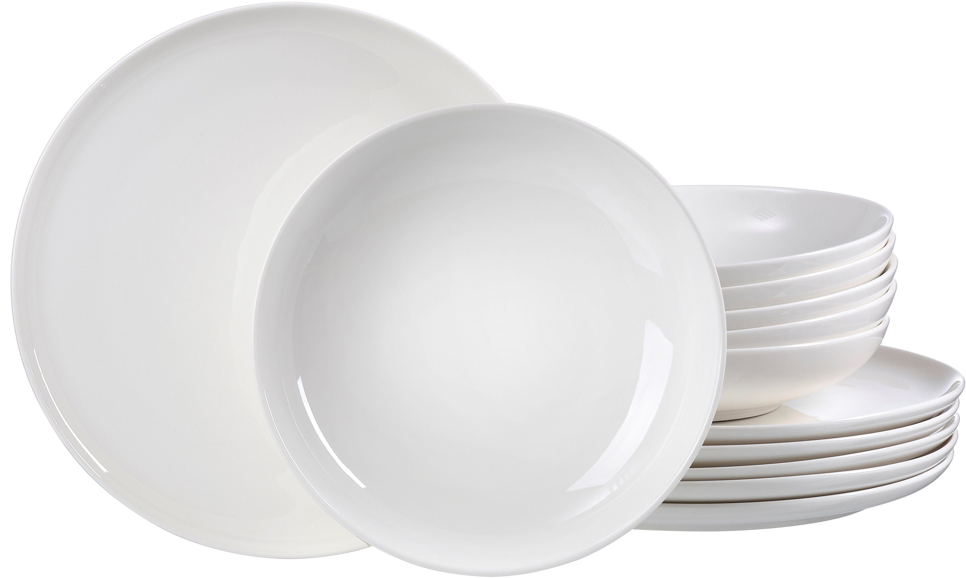 Breker Ritzenhoff 12 Set, Personen, (12-tlg), u. & Teile, Suppenteller, Personen für Tafelservice Skagen Geschirr-Set Porzellan, 6 6 Speiseteller Teller