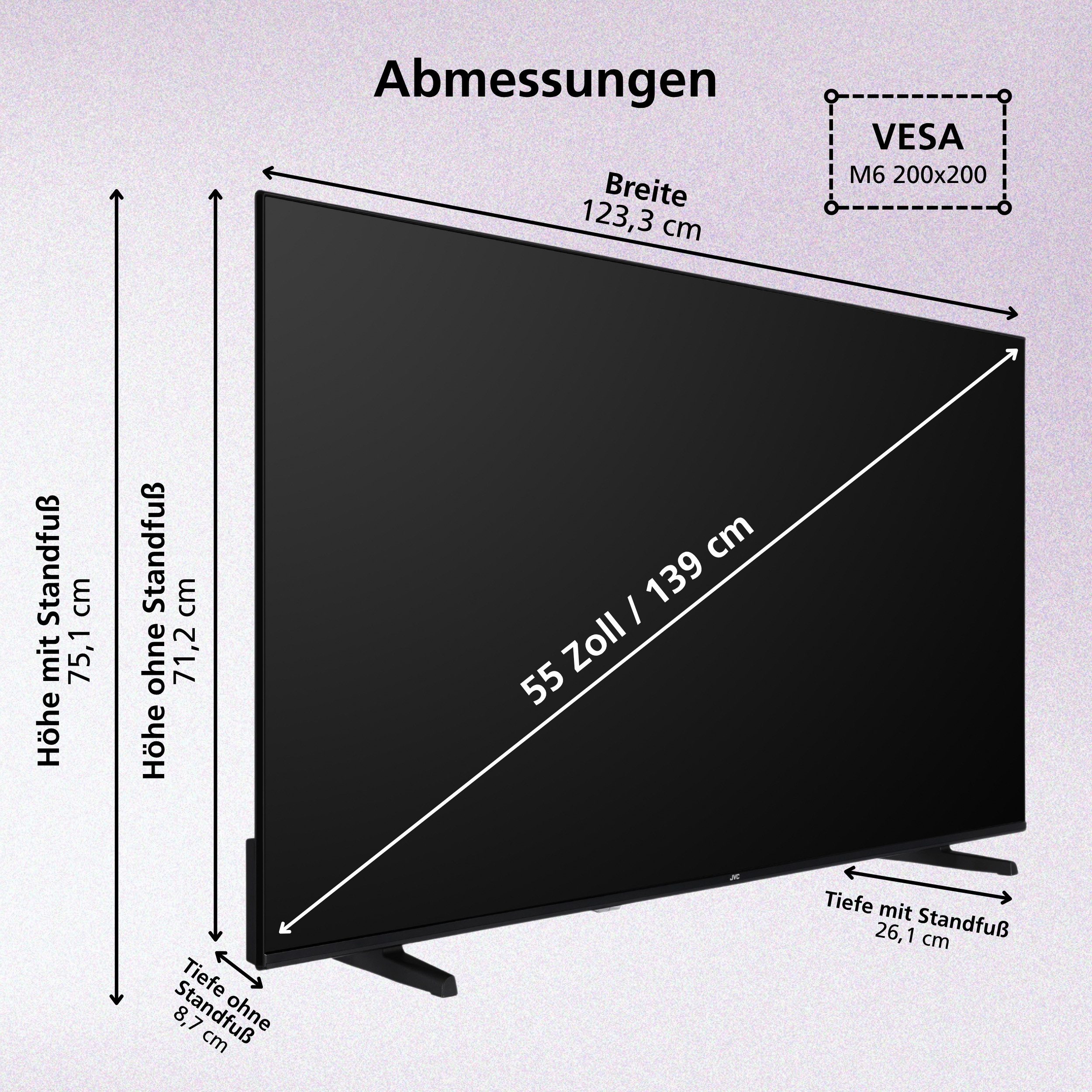JVC LT-55VRQ3555 QLED-Fernseher (139 cm/55 Zoll, 4K Ultra HD, Fire TV, Fire TV / Smart TV, Dolby Vision HDR, Alexa Built-In, Triple-Tuner)