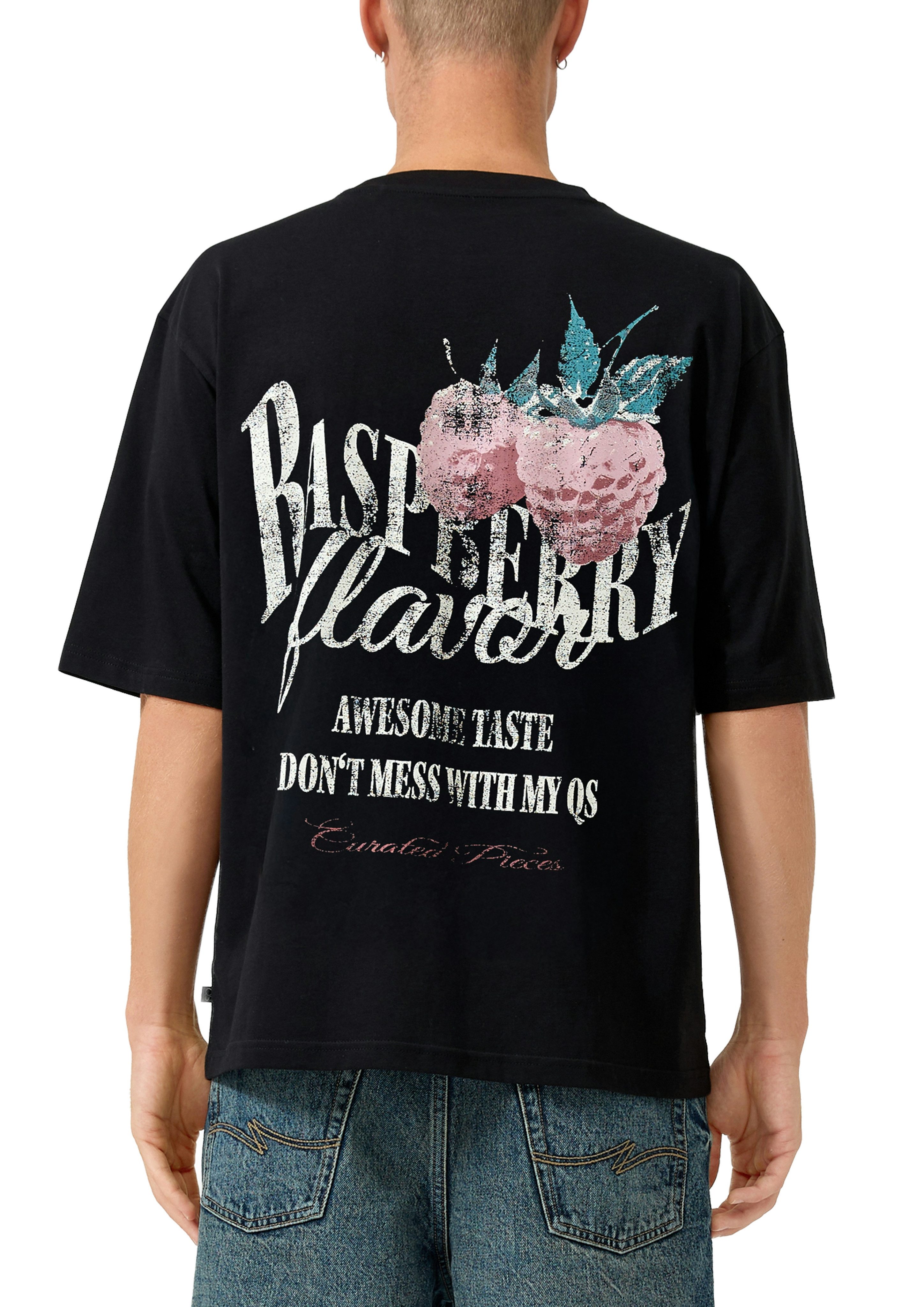 QS T-Shirt Sommershirt mit Rücken-Print