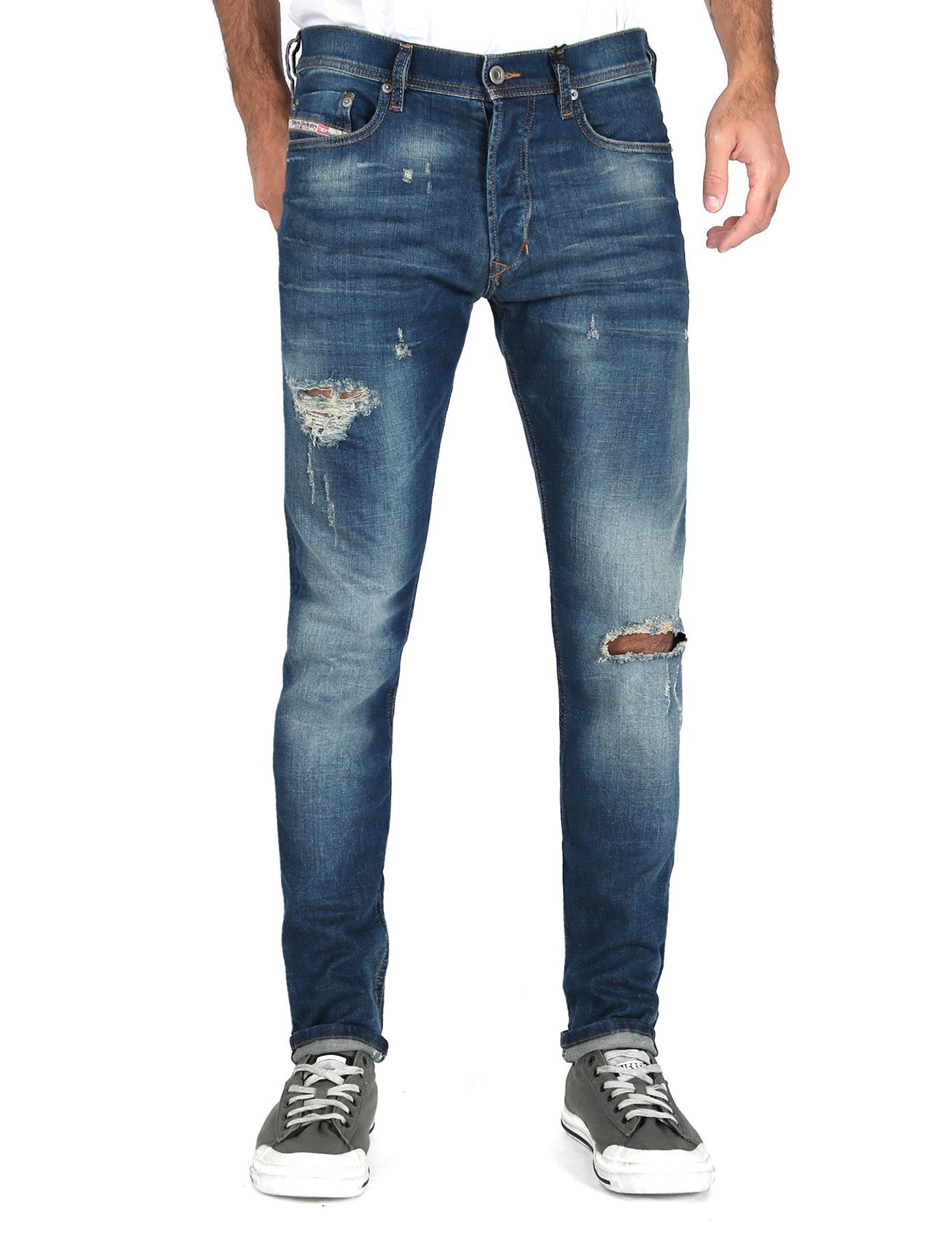 Diesel Slim-fit-Jeans Destroyed Röhren Stretch Hose - Tepphar 084TX | Stretchjeans