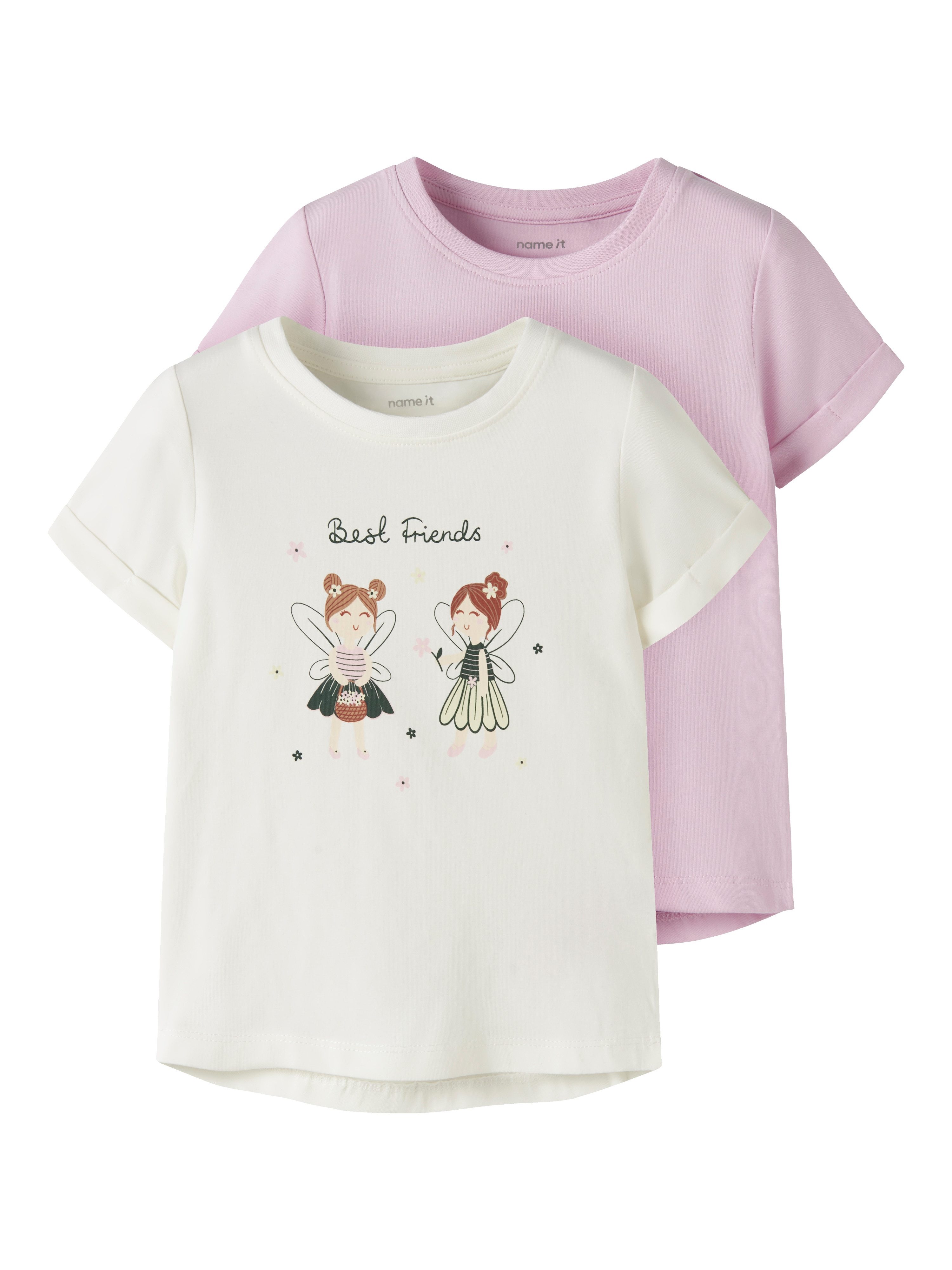 Name It T-Shirt NMFVIX 2P SS TOP (Packung, 2-tlg) Baumwollmischung, normal geschnitten