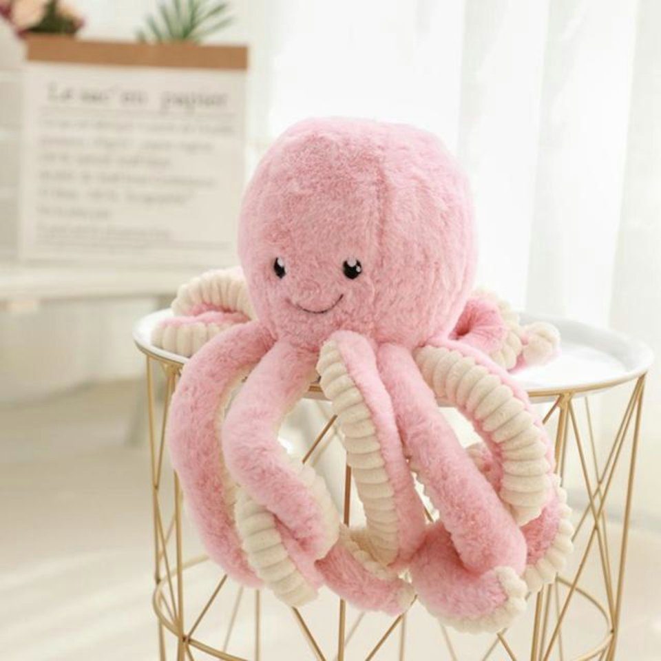 Tinisu Kuscheltier Oktopus Kuscheltier - 18 cm pinkes Plüschtier Tintenfisch Stofftier