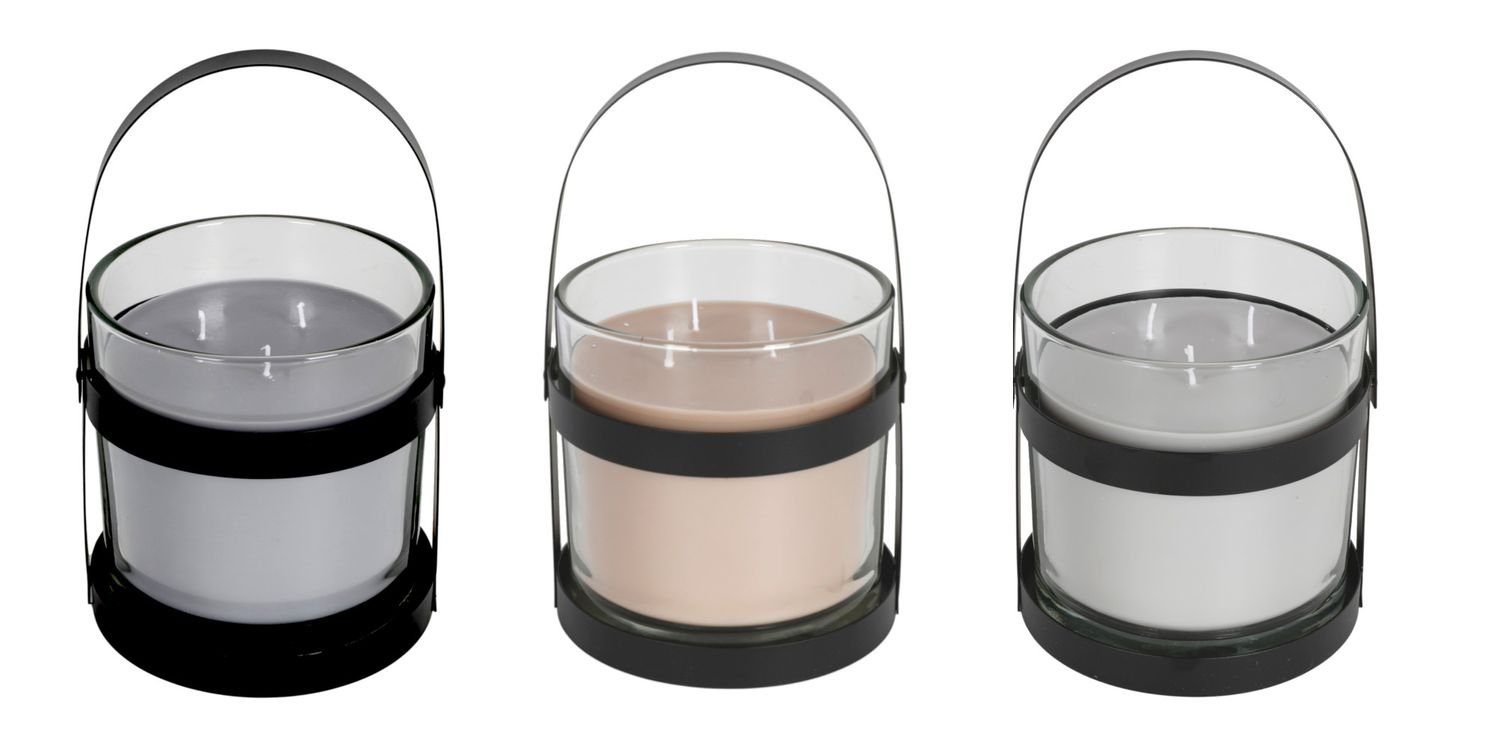 Deko Kerzenständer Metall Kerzenständer Kerzenhalter Glaswindlicht Duftwachs BURI schwarz
