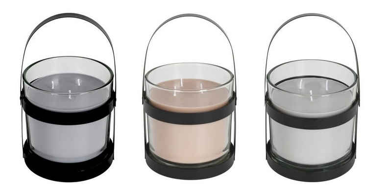 BURI Kerzenständer Glaswindlicht Duftwachs Metall schwarz Kerzenhalter Kerzenständer Deko