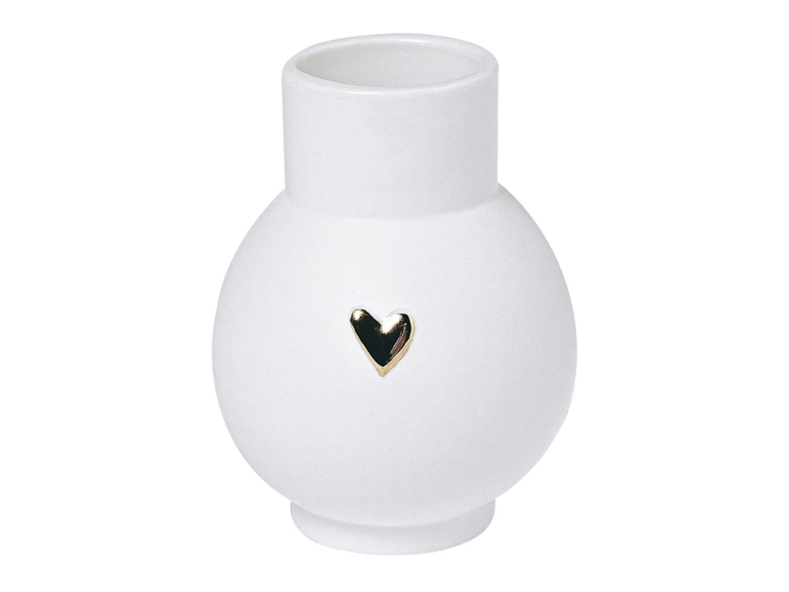 Räder Dekovase Mini-Kugelvase Herz gold weiß 9cm (Dekovasen)