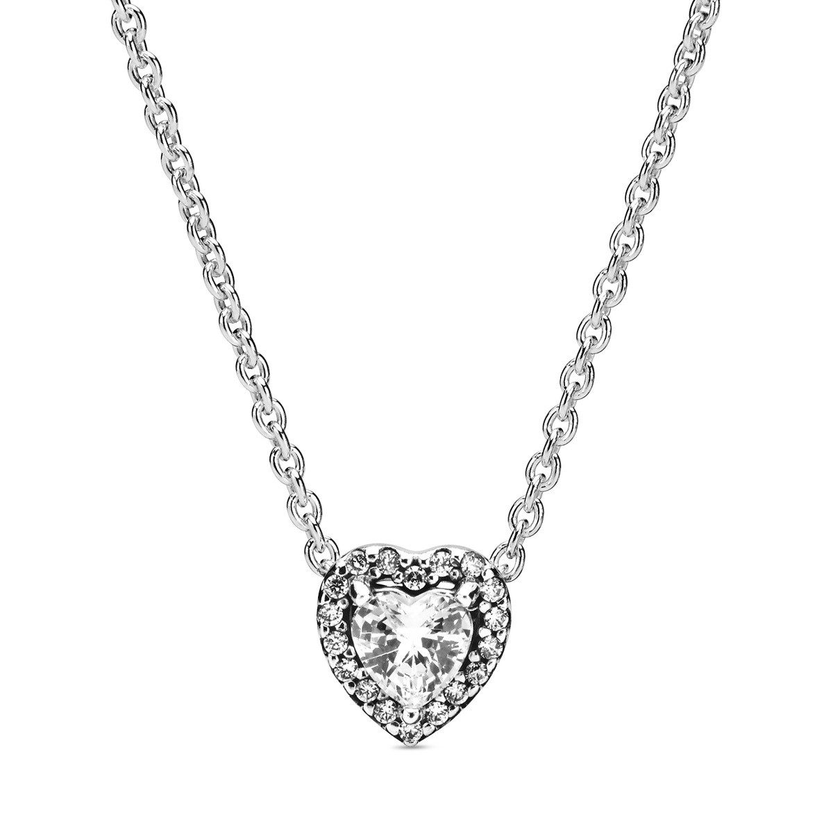 Kette und Anhänger Set 398425C01 Halskette mit Anhänger Damen Erhabenes Herz Silber 45 cm
