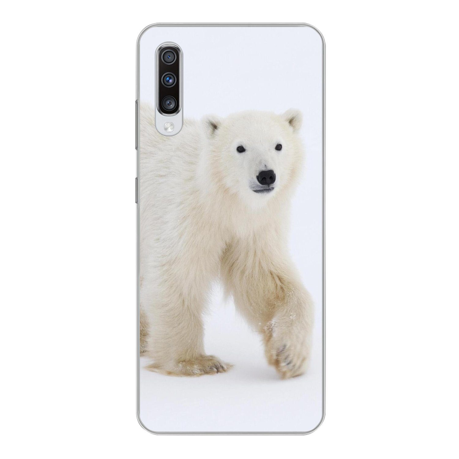 MuchoWow Handyhülle für Samsung Galaxy A70 Eisbär - Schnee - Weiß, Phone Case, Silikon, Schutzhülle Dünn
