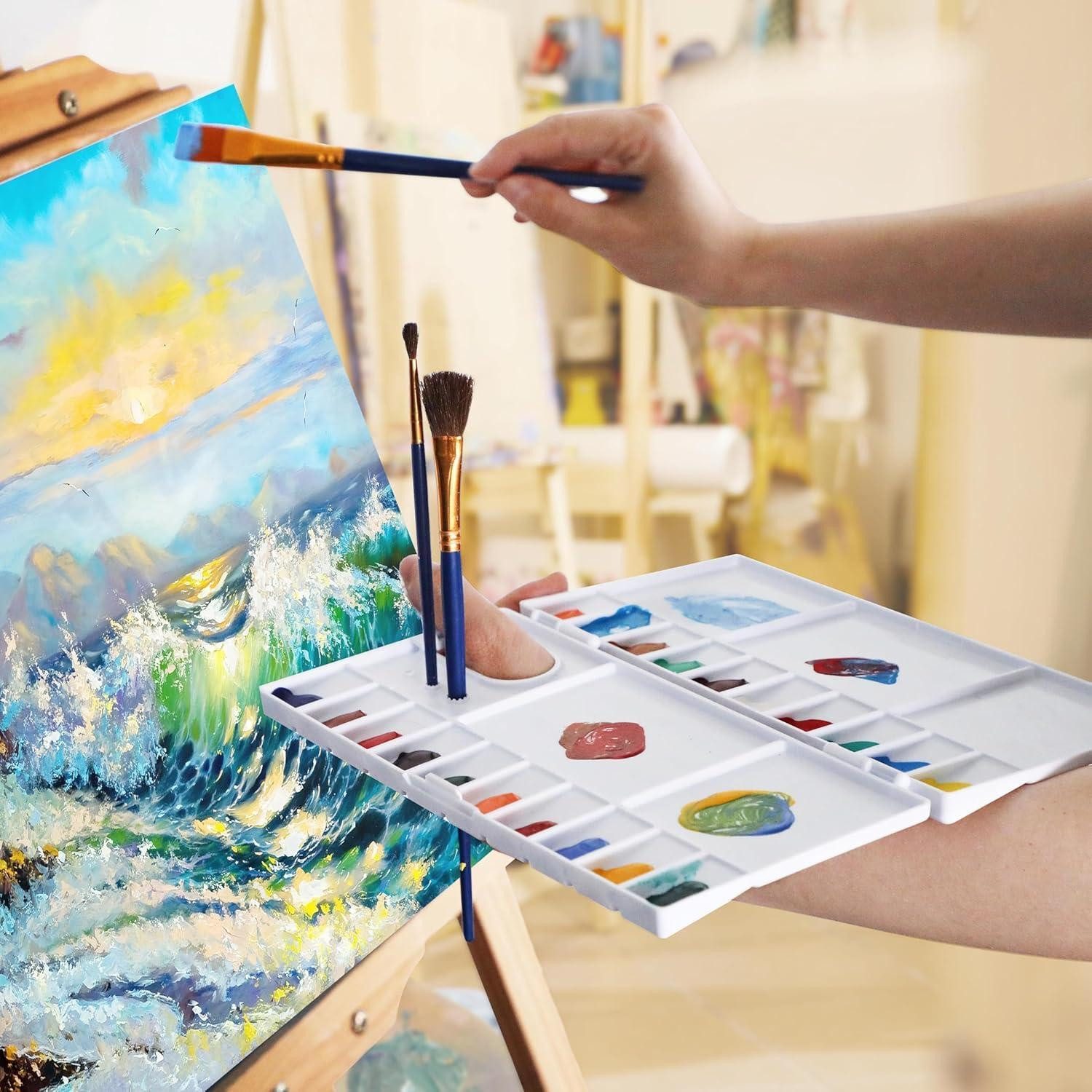 LuxusKollektion Malpinsel Pinselset 26teilig Acryl Öl Aquarell Gouache Faltpalette+Pinsel Set