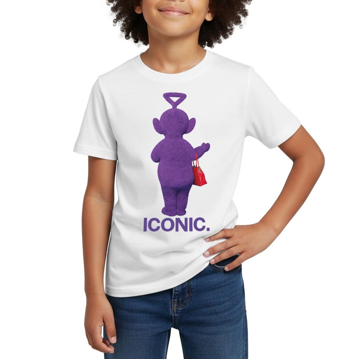Spreadshirt T-Shirt Teletubbies Iconic-Design Tinky Winky & Handtasche Kinder T-Shirt (1-tlg) Fällt klein aus. Wir empfehlen, eine Größe größer zu bestellen.