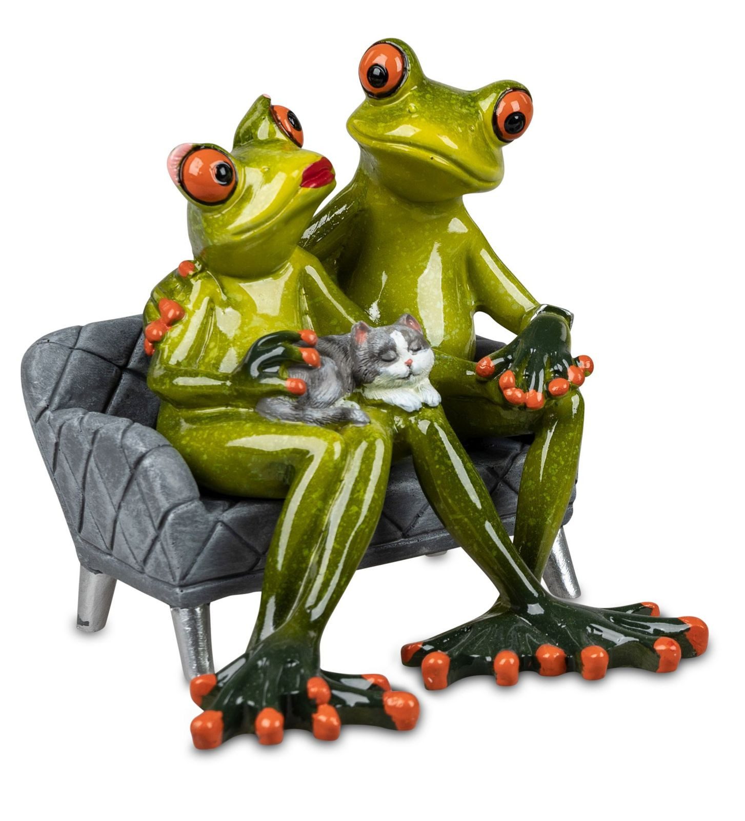 formano Sammelfigur 2er Set Froschpaar mit Haustier auf Sofa lustige Frösche 15cm Figur (2er Set)