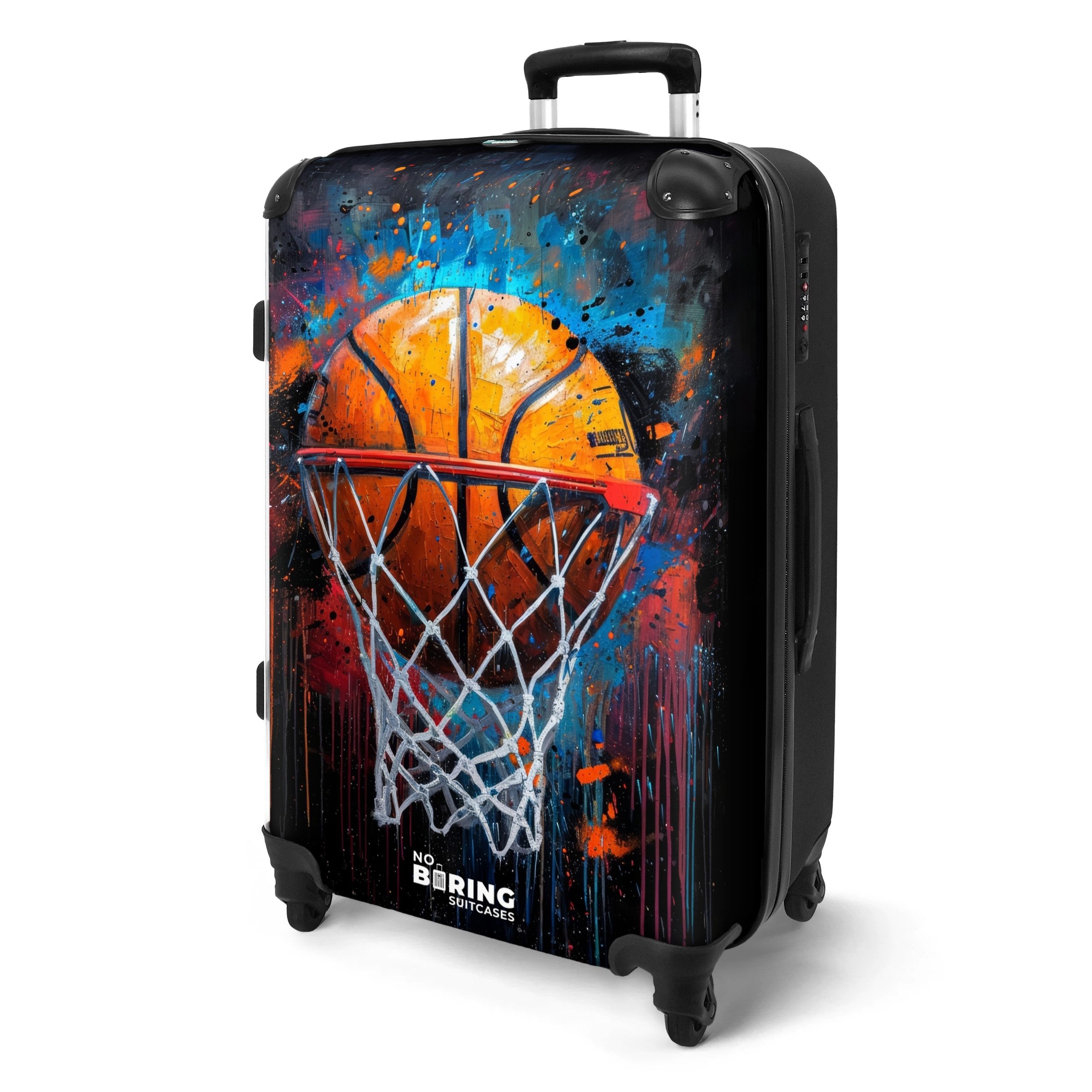 NoBoringSuitcases.com© Hartschalen-Trolley Basketball umgeben von Graffiti günstig online kaufen