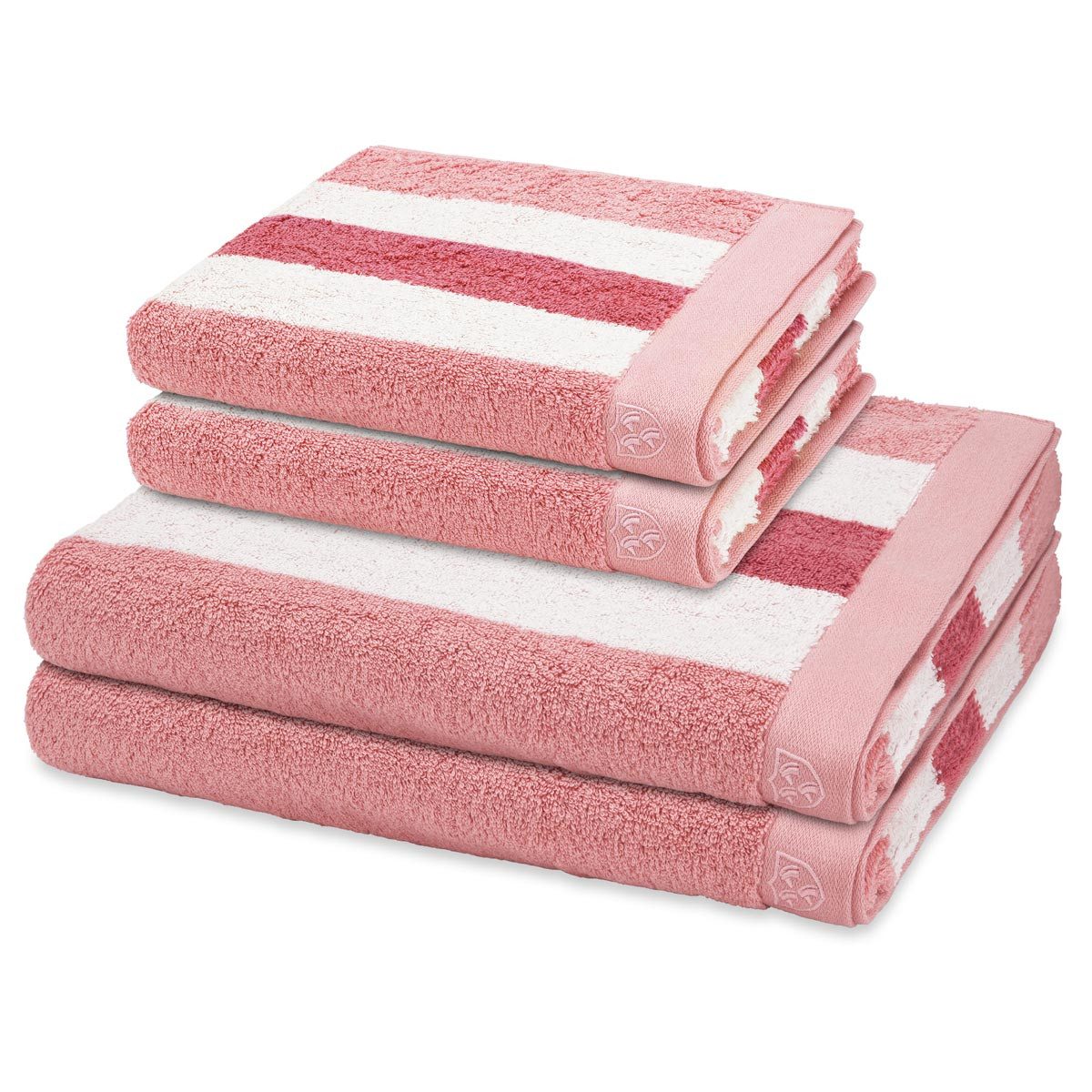 ROSS Handtuch Set Doubleface Stripes, Frottee (Spar-Set, 4-St), 2 X Handtuch 2 X Duschtuch im Set - Baumwolle - Saugstark