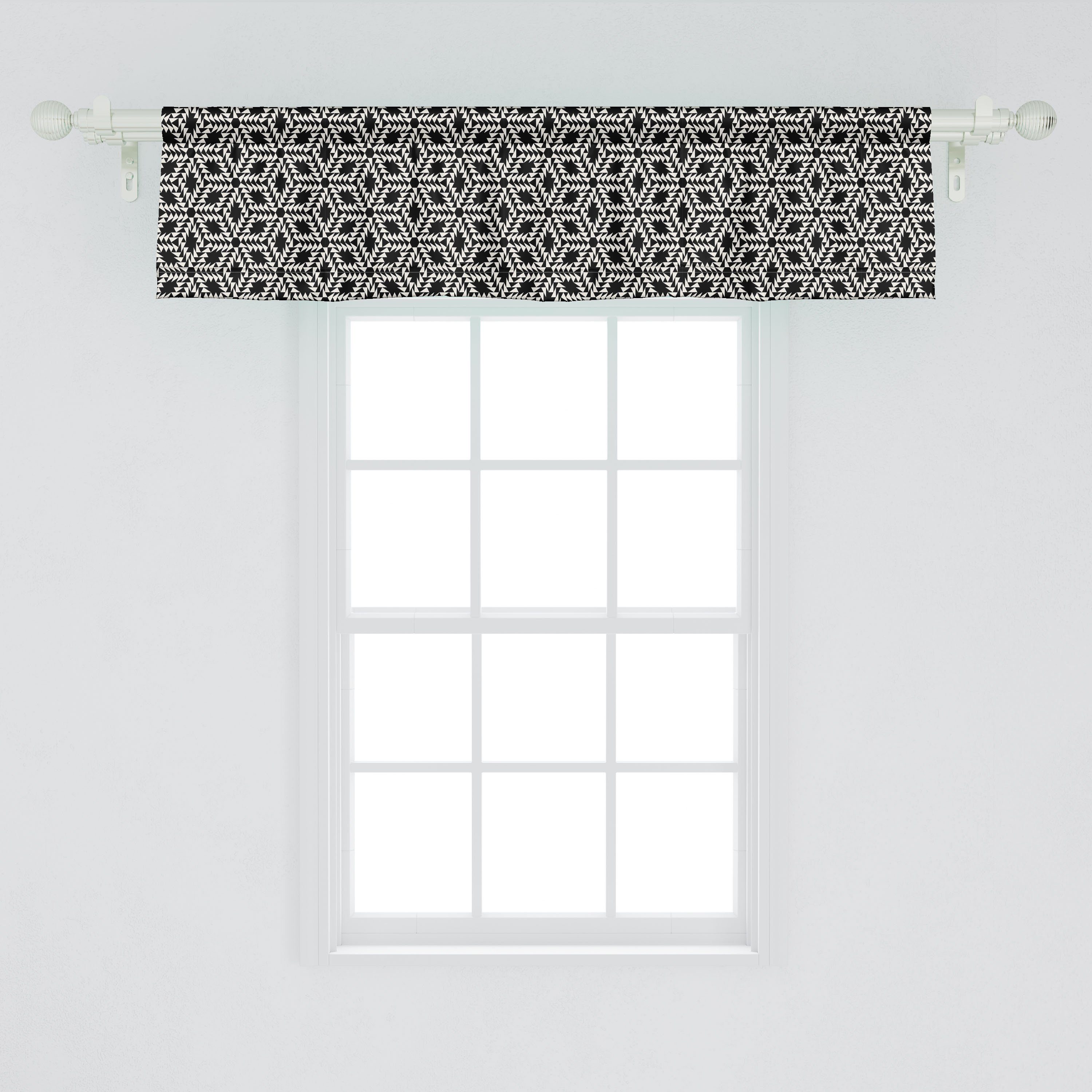 Scheibengardine Vorhang Volant Stangentasche, Geometrisch Blumenmotiv Triangles für Dekor mit Schlafzimmer Abakuhaus, Küche Microfaser