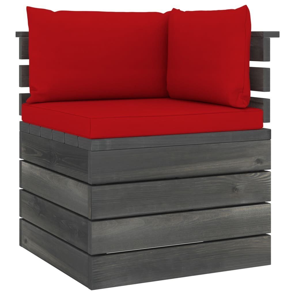 Kissen vidaXL Paletten (9-tlg) mit Garten-Sofagarnitur Rot Gartenlounge-Set aus Kiefernholz, 9-tlg.