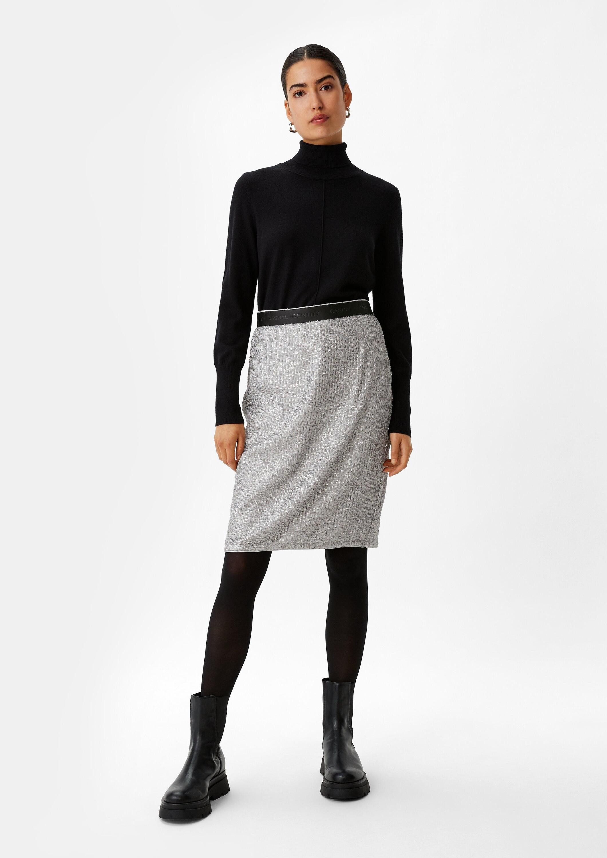 comma Minirock Rock Chiffon-Rock mit Pailletten