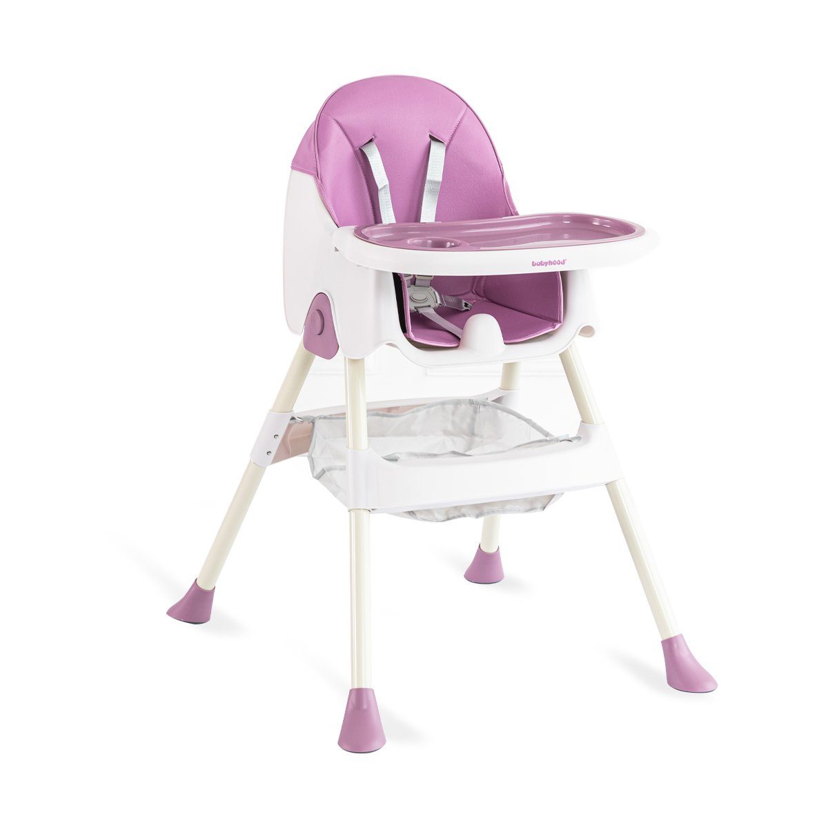 Ablagekorb, Jahre, Monate (mit grün mit abnehmbares mit doppeltem wasserdichtes Kinderklappstuhl 4 lila Baby-Klapphochstuhl 6 Tablett 5-Punkt-Sicherheitsgurt, Tablett), violett/ bis 50kg klappbar, (Türkis) belastbar, IKIDO