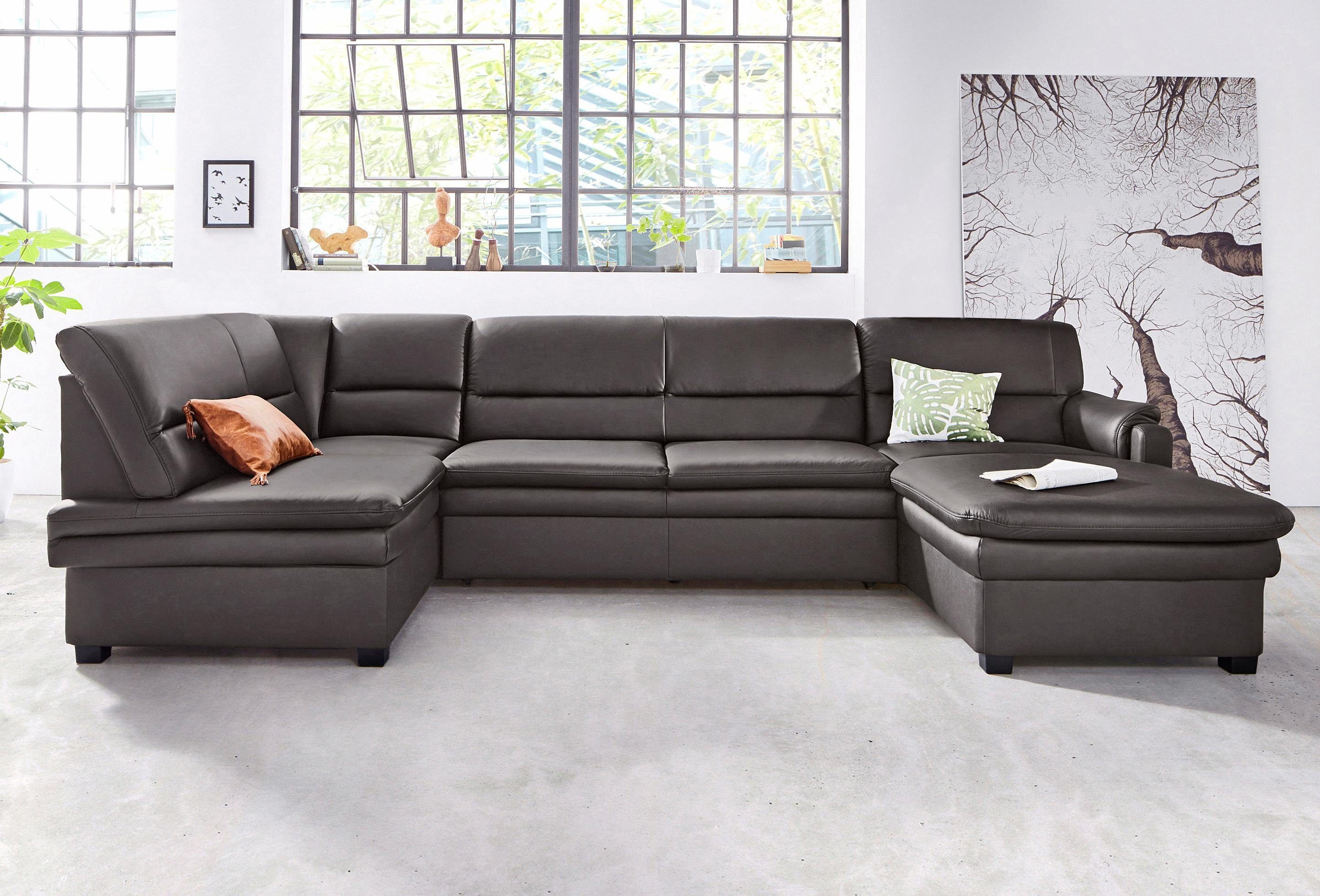 sit&more Wohnlandschaft Pisa U-Form, mit Federkern, wahlweise mit Bettfunktion