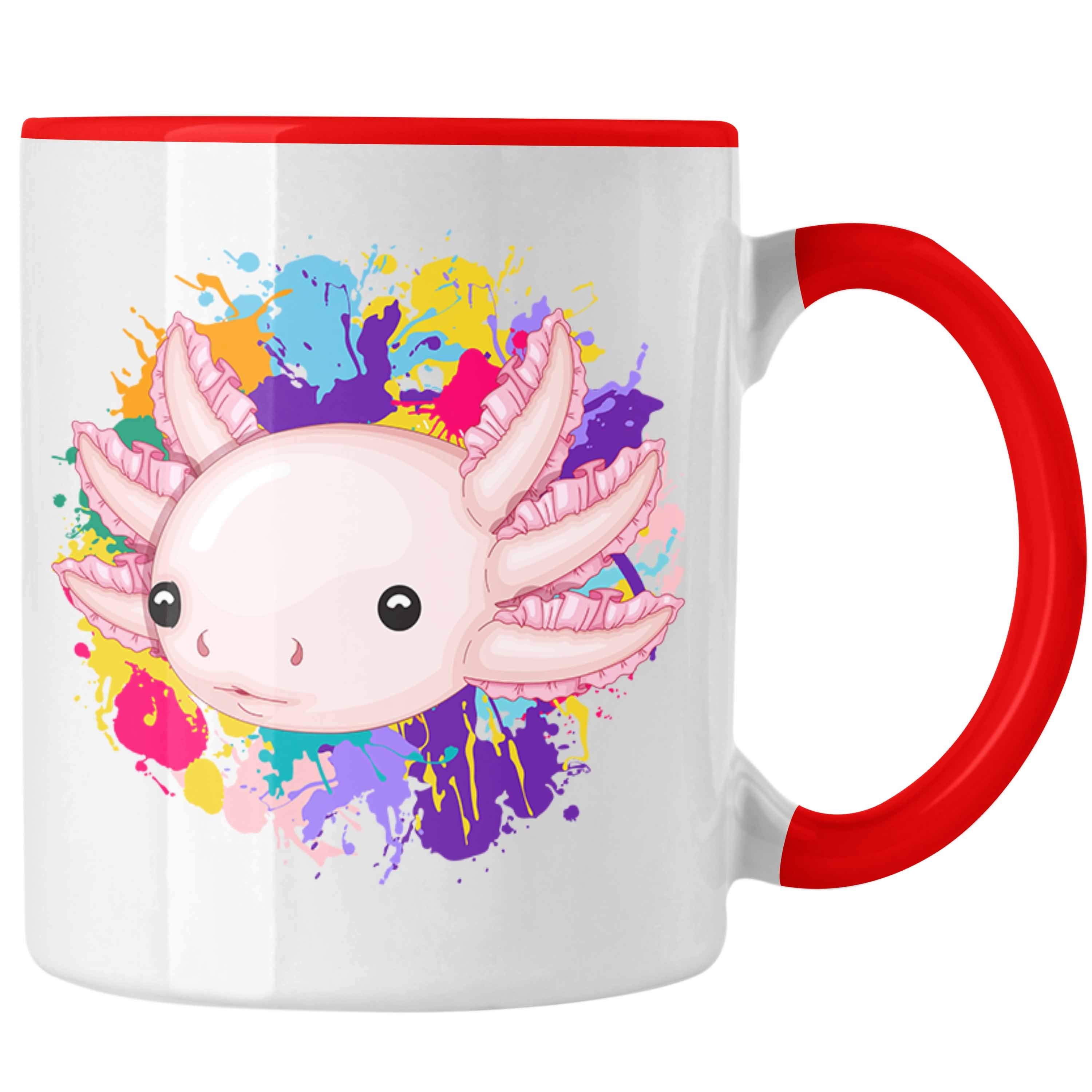 Trendation Tasse Axolotl Tasse Geschenk Schwanzlurch Gamer Geschenkidee für Schwanz-Lur Rot