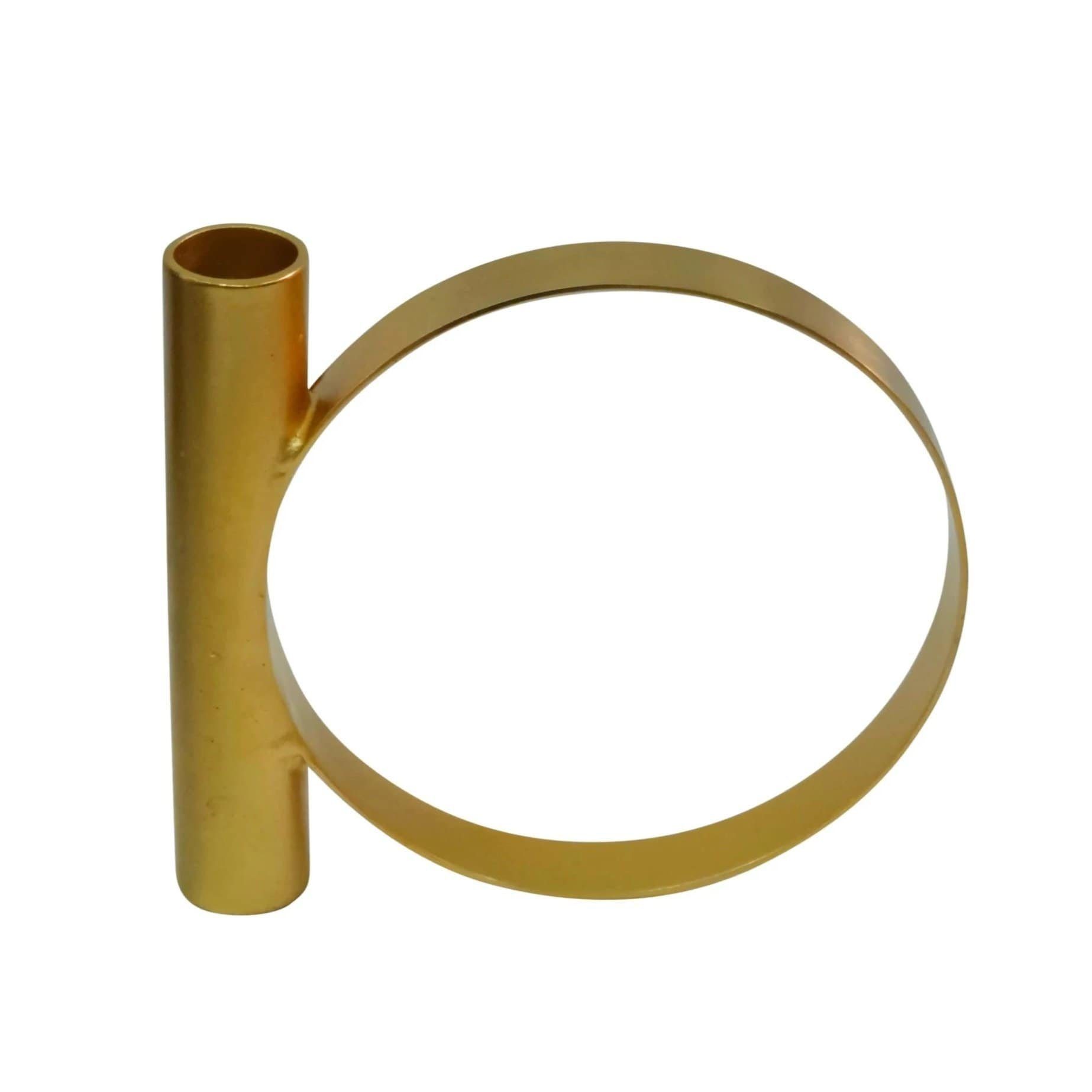 LaLe Living Kerzenständer Kerzenhalter Geo2 aus Eisen in Gold, 15x12,5cm