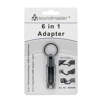 Soundmaster AD6SW 6-in-1 Universal Adapterkabel Schlüsselring iOS/Micro-USB/USB-C USB-Kabel, USB Adapterkabel, (14 cm), USB, USB-C, MicroUSB, Lightning