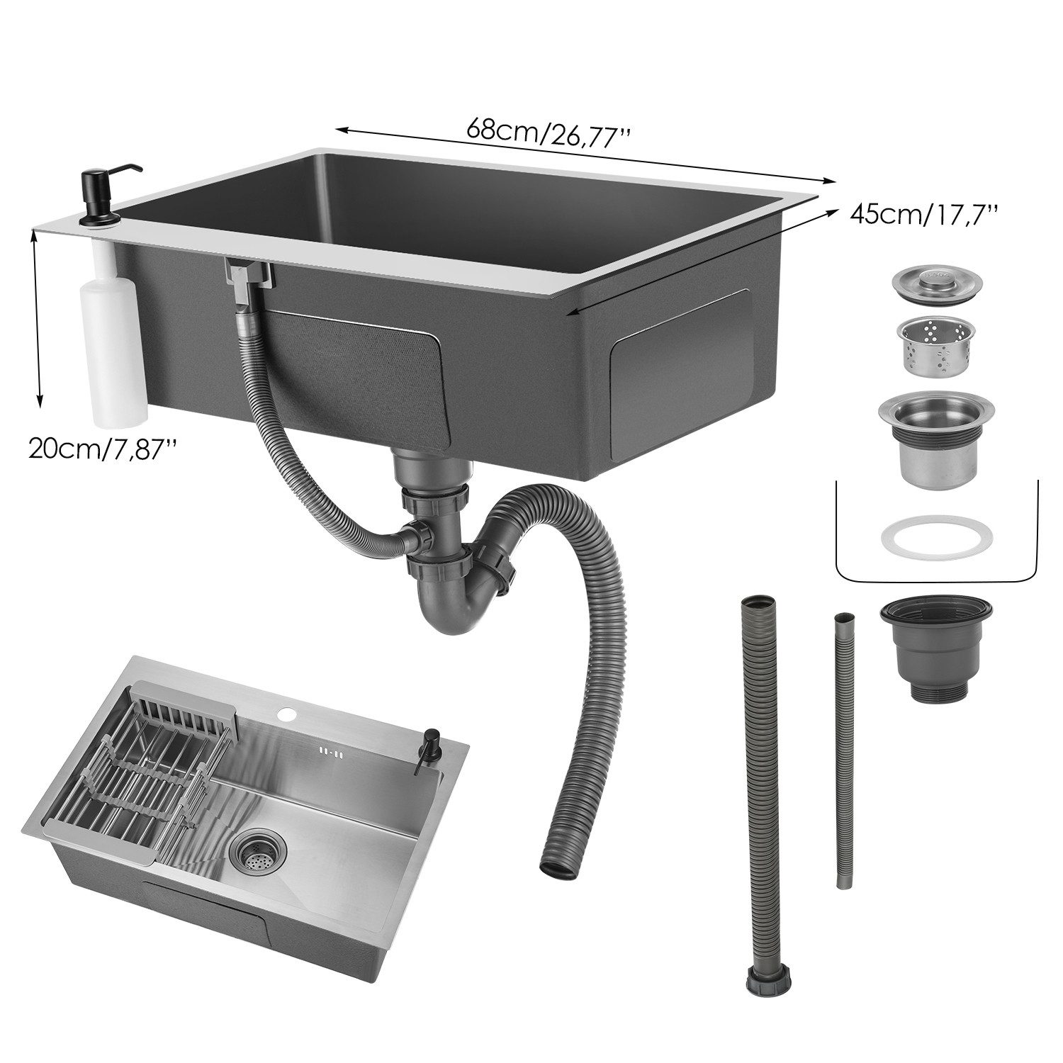 WILGOON Küchenspüle Edelstahl Einbauspüle Spülbecken mit Ausziehbar Küchens günstig online kaufen