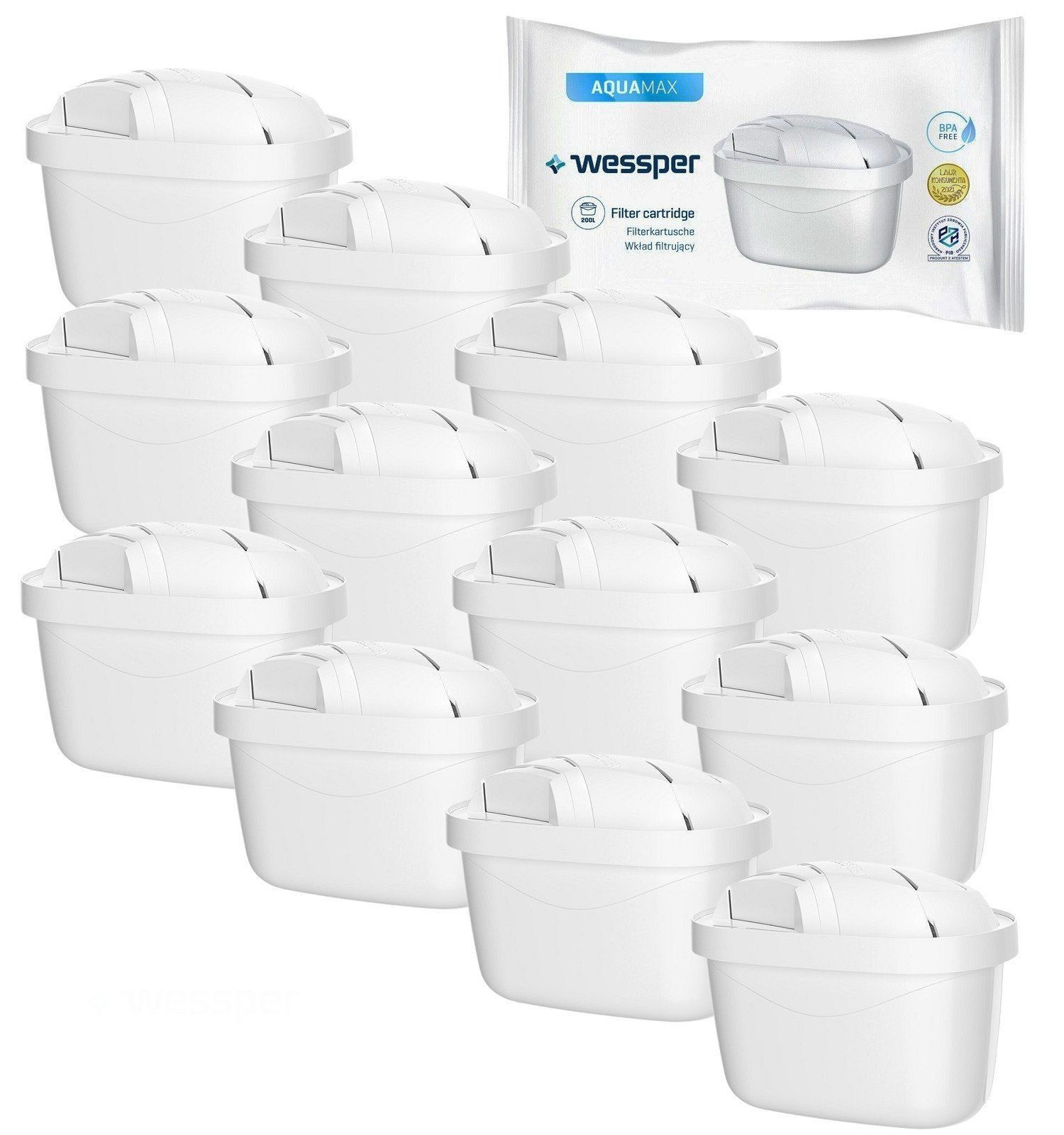 Kalk- und Wasserfilter 12 Stück Wessper® AQUAMAX Filter Kartuschen Filterkartuschen