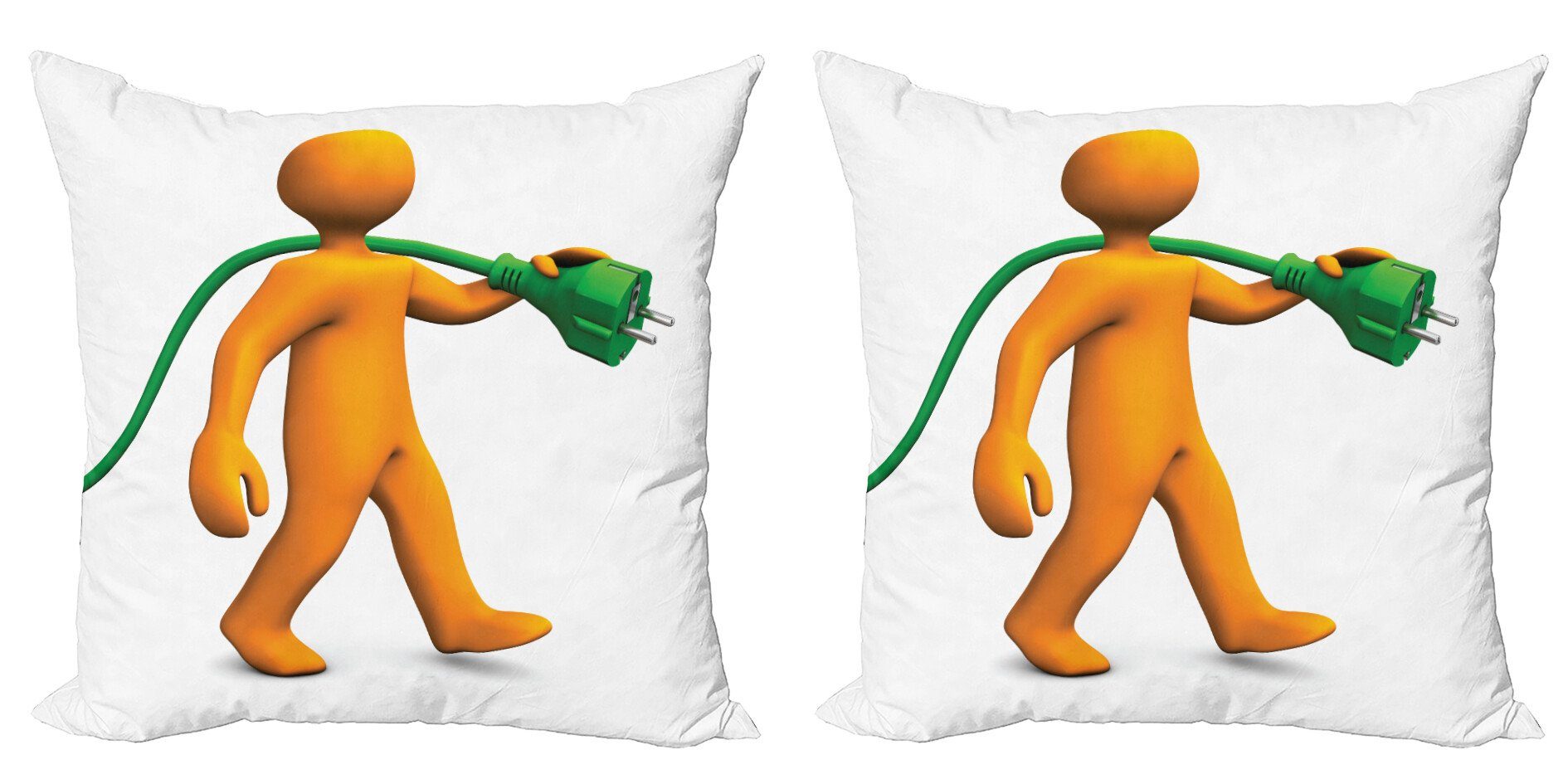 Kissenbezüge Modern Accent Doppelseitiger Digitaldruck, Abakuhaus (2 Stück), grün orange Karikatur