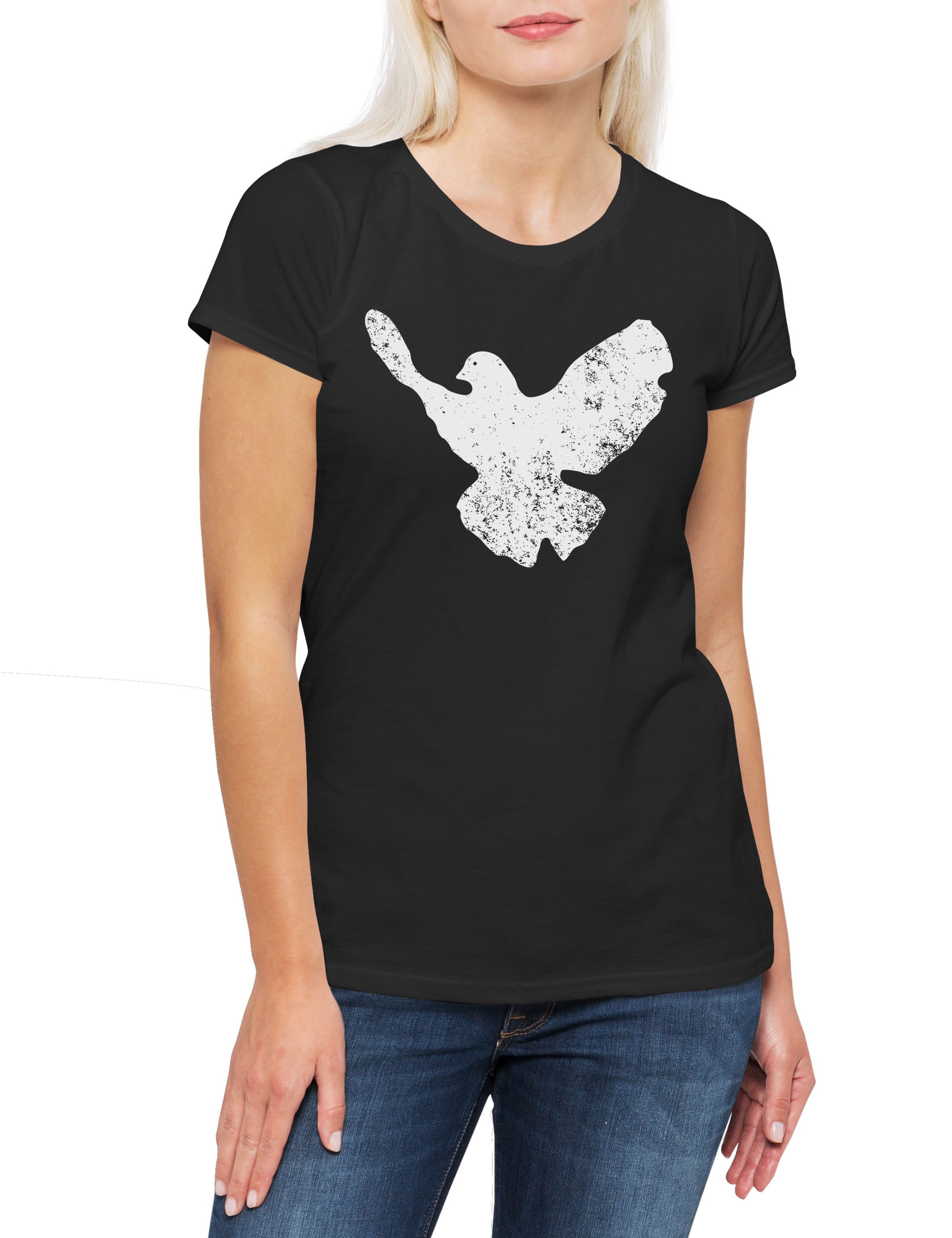 Print-Shirt Dove Of Peace Damen T-Shirt Taube Frieden Movement Friedenstaube
